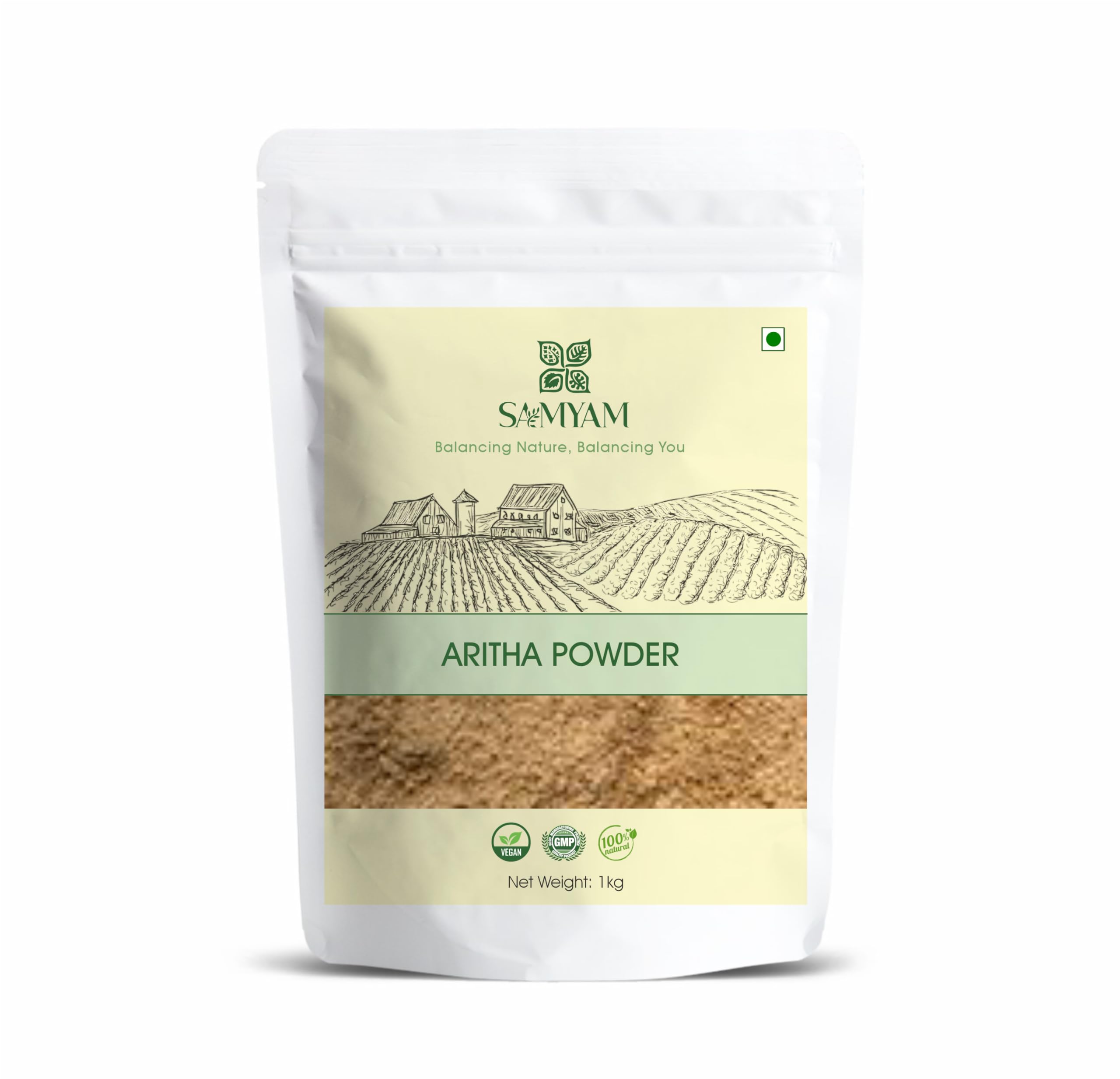 SAMYAM Aritha/Reetha (Soapnut) Powder (Sapindus Mukorossi) - 1Kg Pack, 1 kg (Pack of 1)