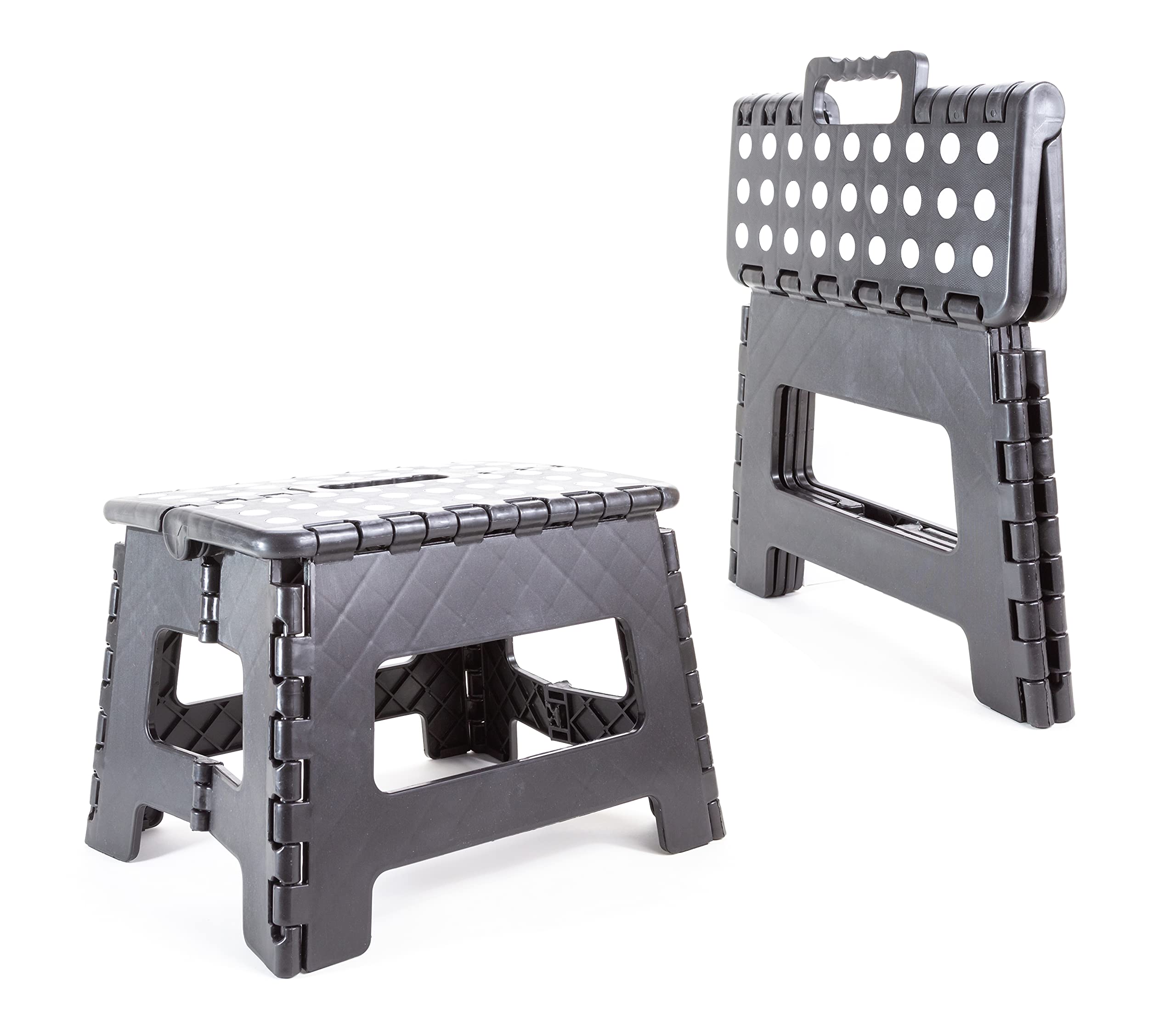 Folding Step Stool - 135 KG Weight Capacity, Foldable Stool for, Kitchen Garden Bathroom Collapsible Stepping Stool Black