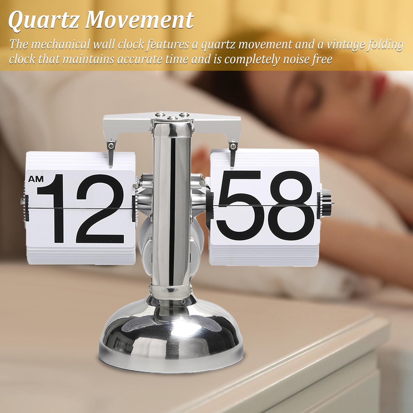 Flip-Uhr Retro,Digitale Batteriebetriebene Down Uhr mit Zahnradmechanik,Schreibtischuhr Vintage Design,Mechanisch Flip Clock,Tischuhr Mit Digitalanzeige Für Das Wohnzimmer zu Hause(Weiß)