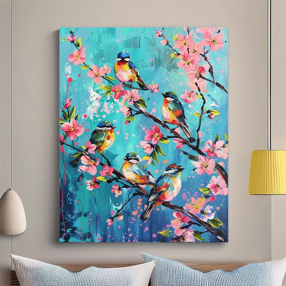 Peinture Diamant Arbre et Oiseaux 50x70 - Décoration Murale Salon et Bureau