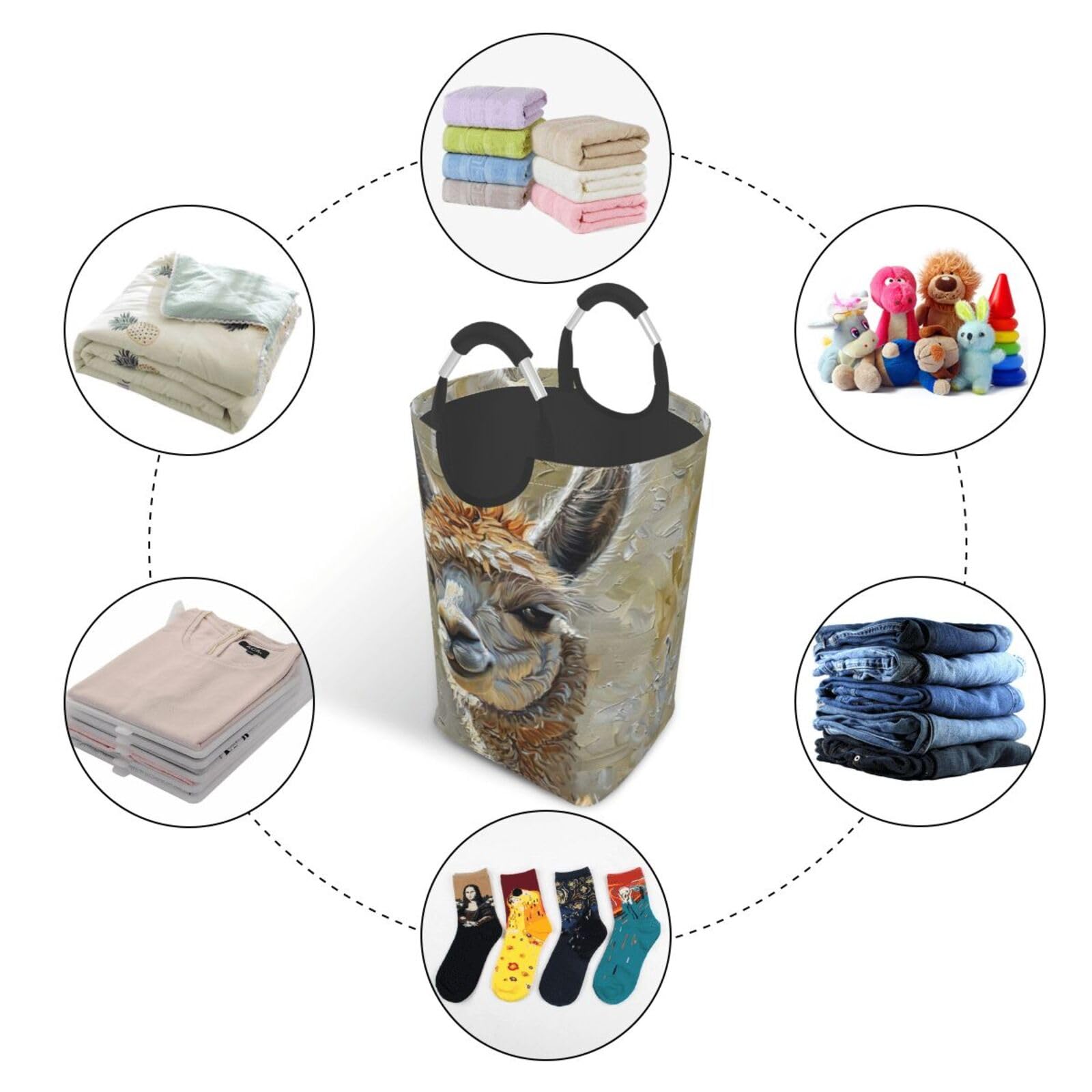Bolsa de lavandería plegable con estampado de llama de alpaca para el hogar, cesta de almacenamiento plegable para baño diario o dormitorio