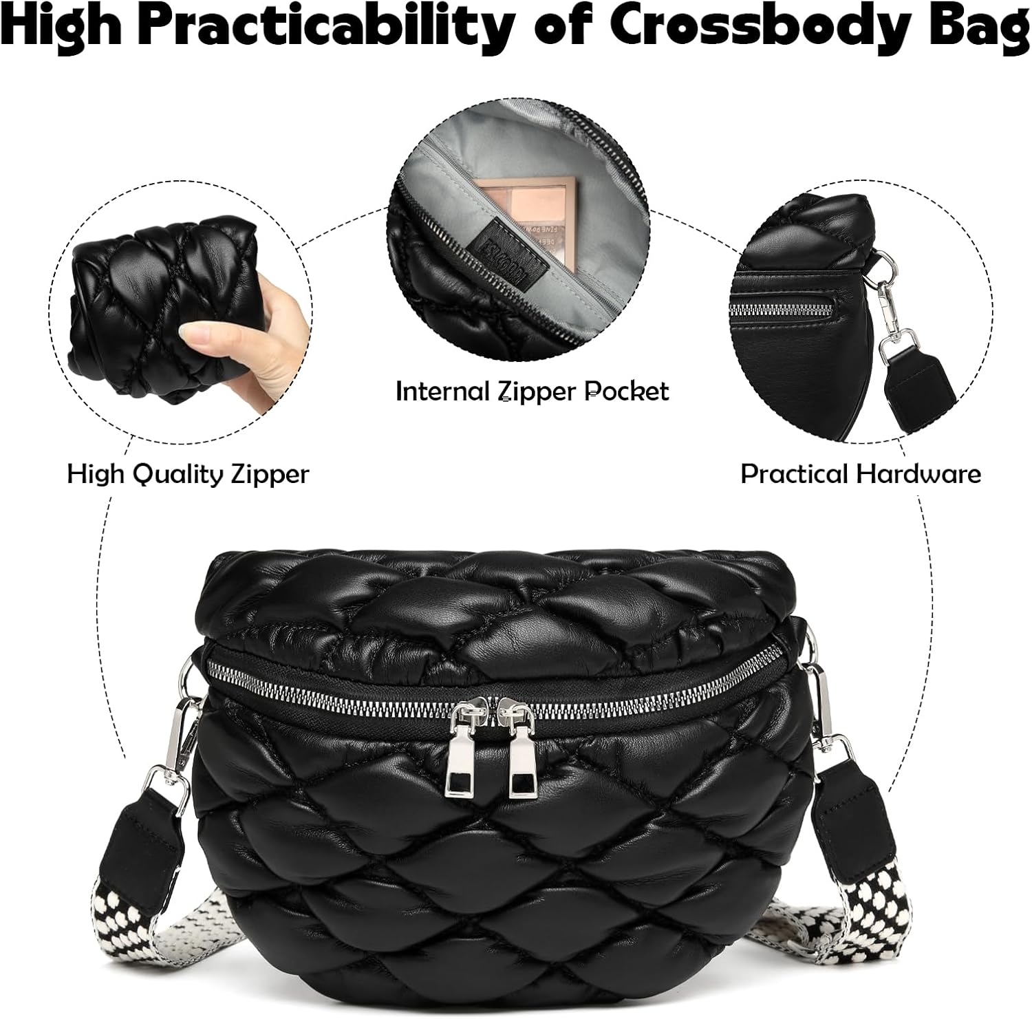 Eslcorri Crossbody Bags for Women - Fashion Sling Purse Shoulder Bag Fanny Pack Leather Causal Chest Bum Bag Cross Body Purse - Image 7