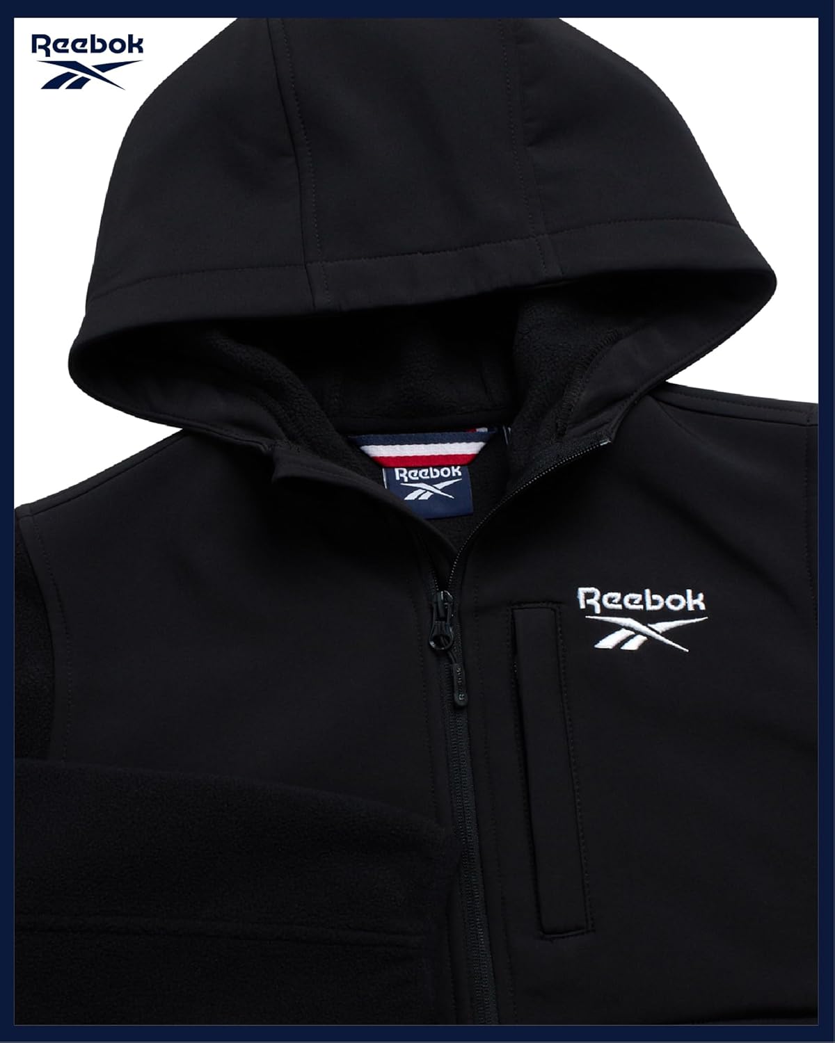 Reebok Boys Fleece Jacket - Weather Resistant Polar Fleece Lined Full Zip Boys Winter Coat - Cozy Hooded Kids Winter Jacket - Image 6