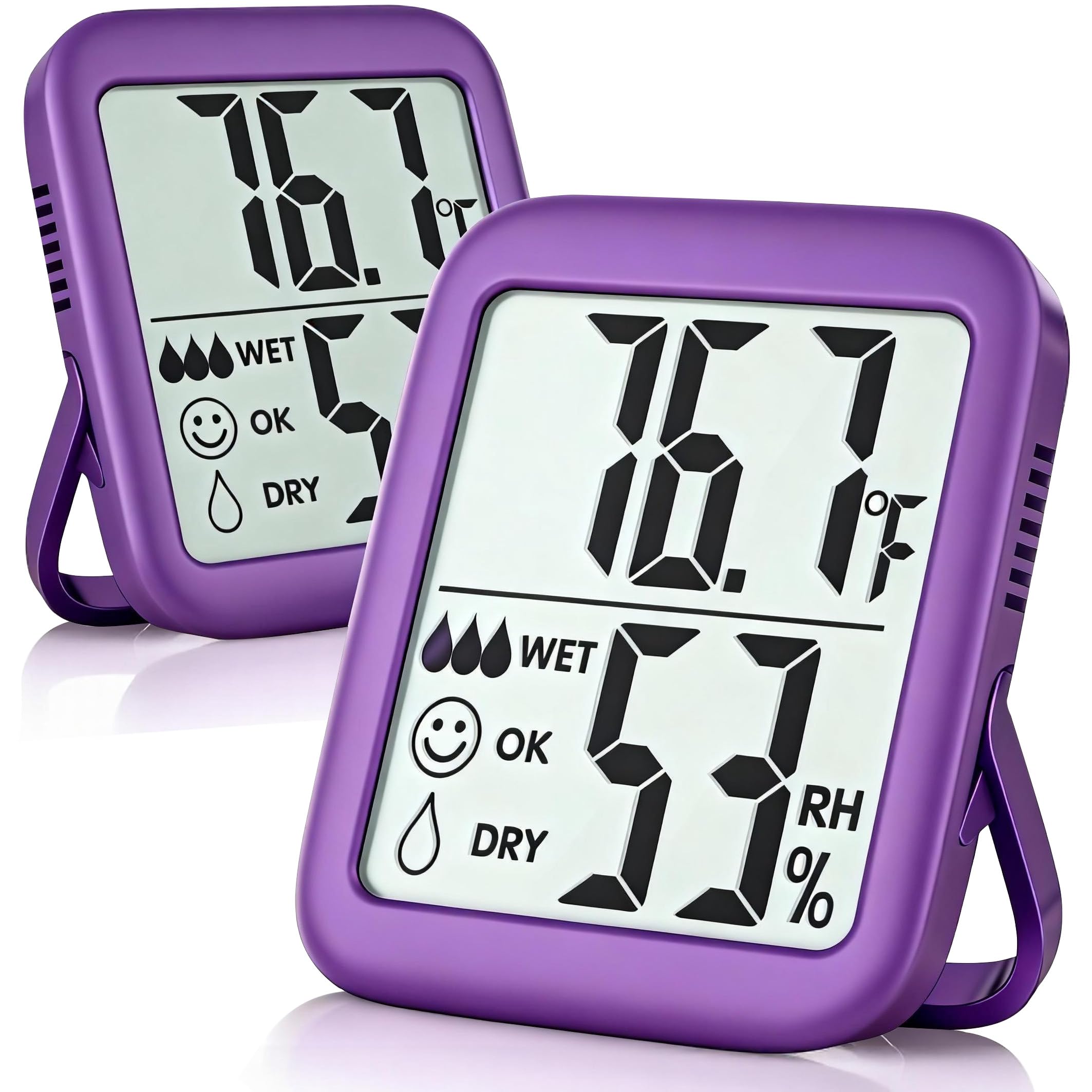 Antonki 2 Pack Room Thermometer for Home, Indoor Hygrometer Humidity Meter Gauge, Digital Temperature and Humidity Sensor Monitor for House, Terrarium, Incubator, Greenhouse - Battery Included