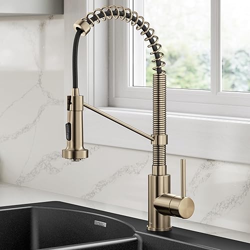 Miniatura 2 de Kraus KPF-1610SFACB Bolden - Grifo de cocina monomando y extensible de estilo comercial de 18 pulgadas con pulverizador de doble función, bronce