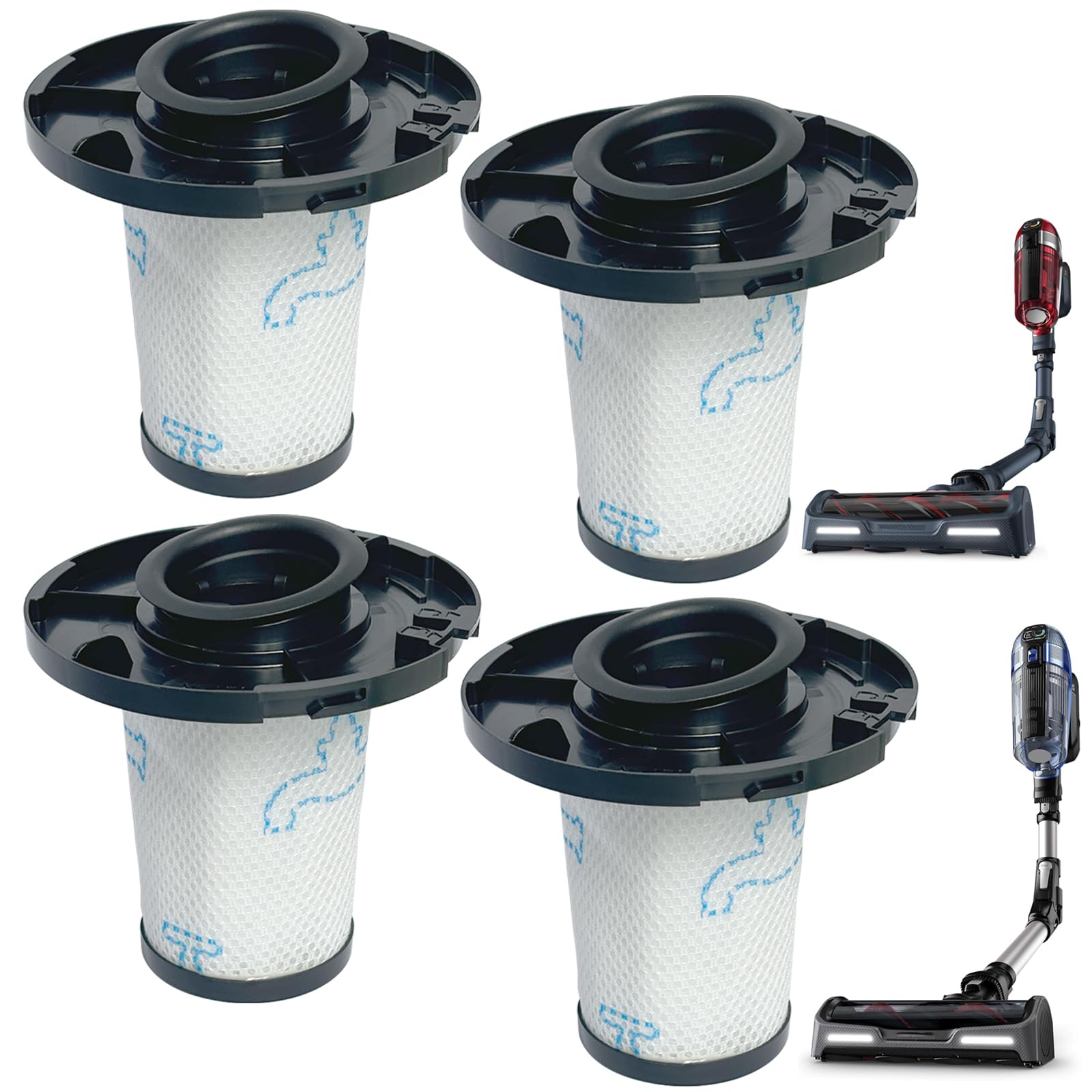 4 filtri aspirapolvere lavabili ZR009007 & ZR009008 compatibili con aspirapolvere Rowenta X-Force Flex 11.60, 12.60, 14.60, 15.60 e gli aspirapolvere wireless Animal RH98 serie e RH99