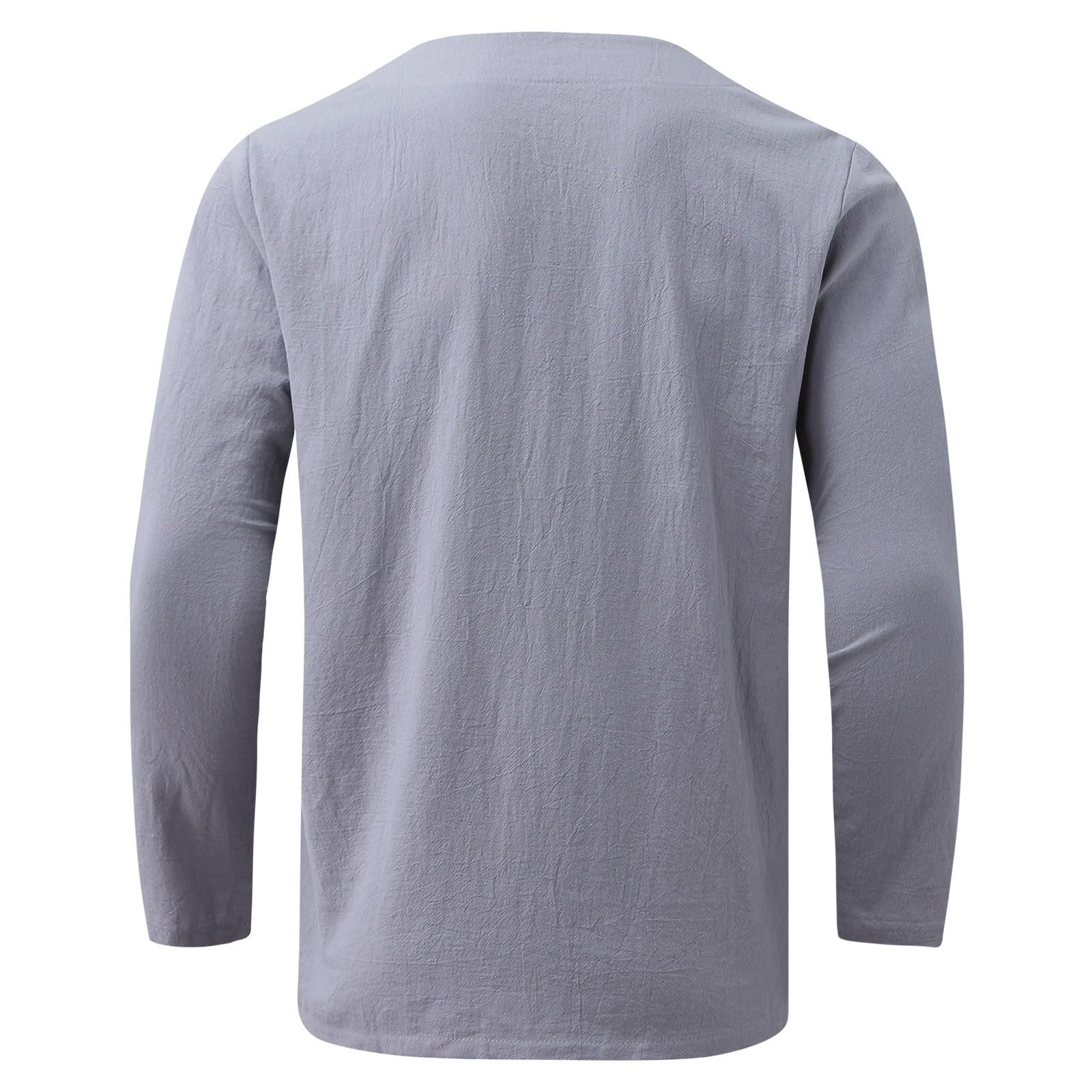 Maglia a maniche lunghe da uomo, sottile, tinta unita, con scollo a V, per il tempo libero, con lacci, leggera, a maniche lunghe, per attività all'aperto, comoda, casual, comoda