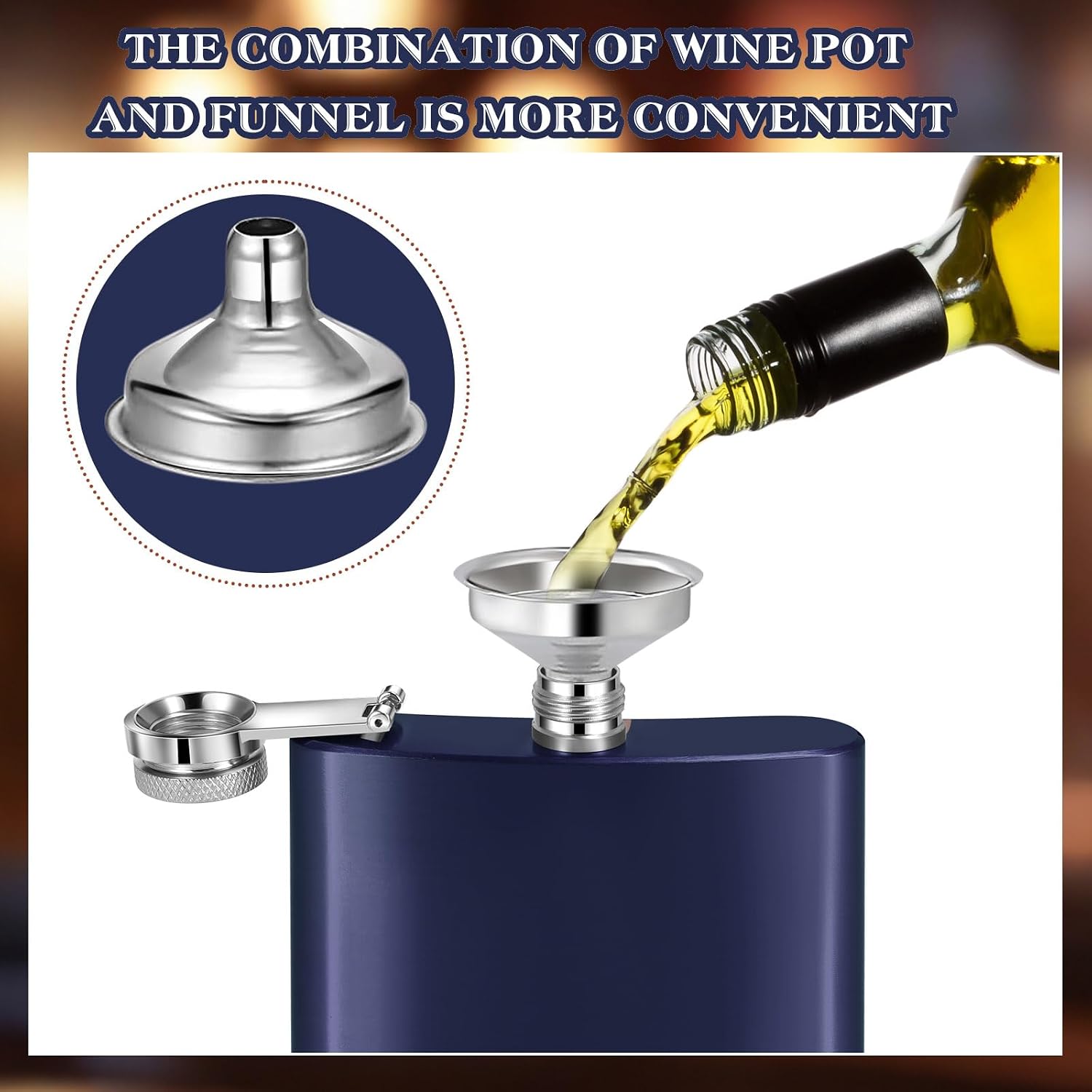 Layhit 10 Pcs 6 oz Hip Flasks for Liquor for Men Women Gifts Stainless Steel Flask with 10 Pcs Funnels for Wedding Party Groomsman Bridesmaid Birthdays Gift(Matte Dark Blue)