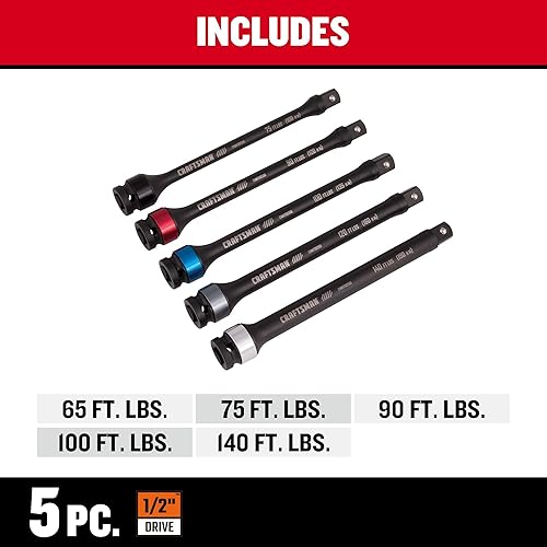 Miniatura 7 de CRAFTSMAN Extensión de par, automoción, juego de 5 piezas (CMMT98356)