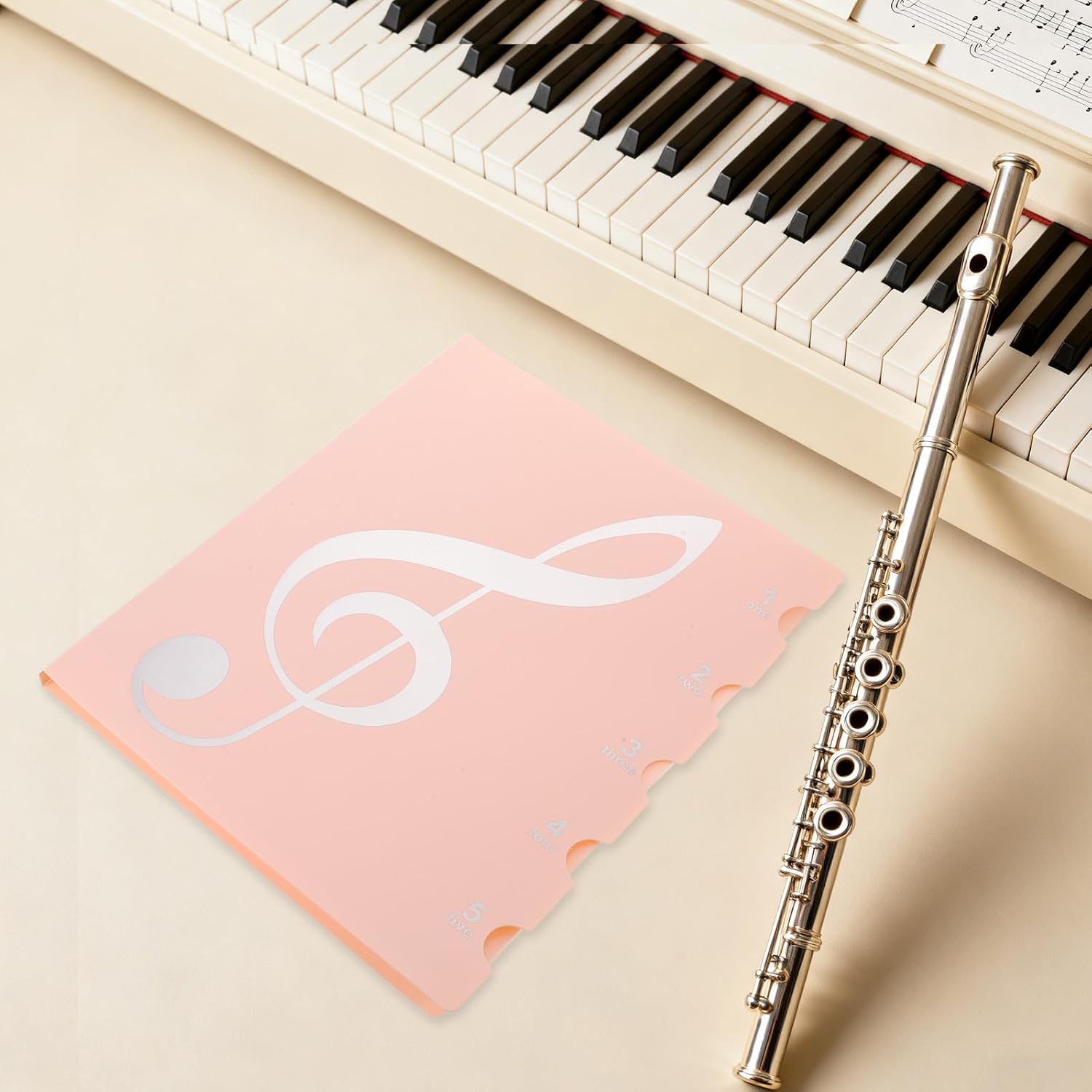 Binder for Sheet Music - A4 Piano Guitar Music Binder with Spiral Binding Stays Opens and Lays Flat for Piano Practice Choir, with Index Labels, Holds Up to 40, Pink