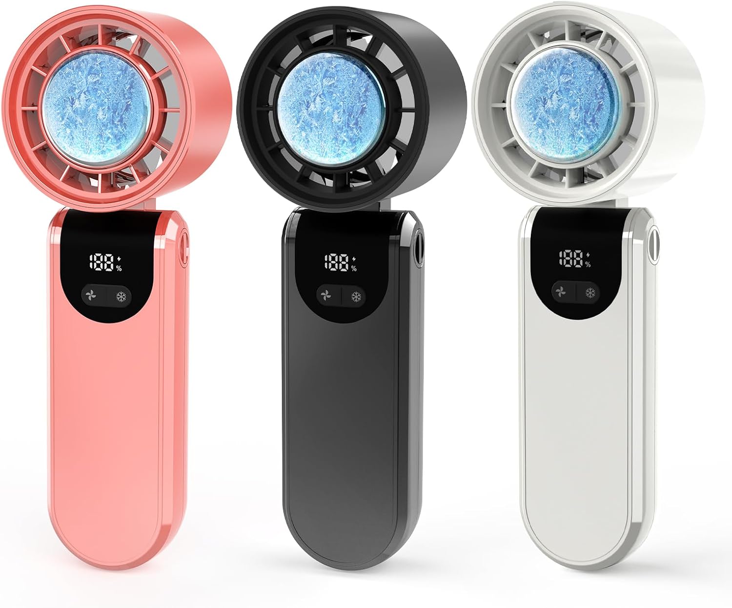 3packs Portable Handheld Turbo Fan, 2025Upgraded Foldable Mini Personal Rechargeable 3-IN-1 Hand/Desk/Neck Fan Cooling Ice Fan,Travel Essentials Gifts for Women,Men