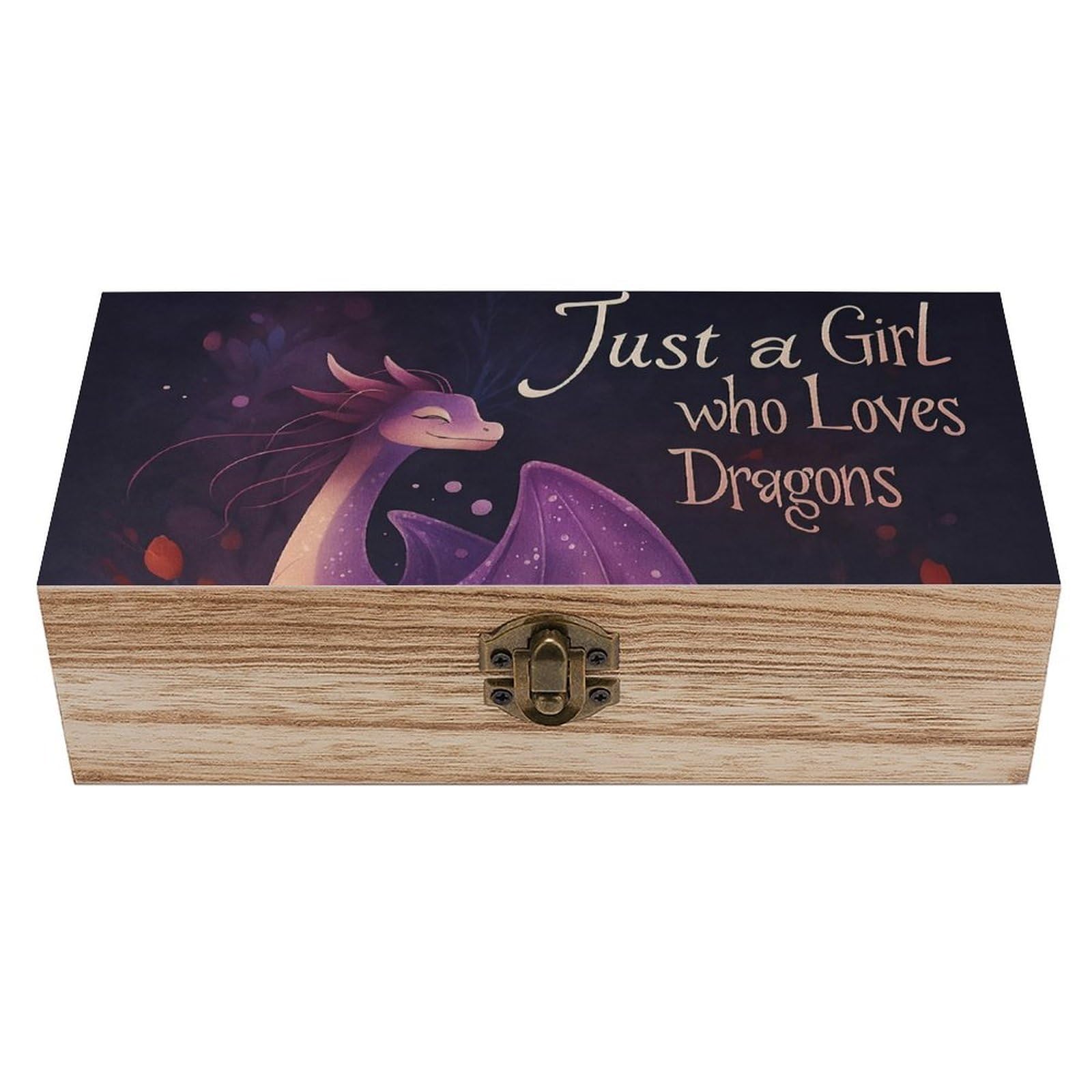 Oudrspo Pretty Purple Dragon And Flower Retro Wooden Storage Box Keepsake Jewelry Decorative Art Storages Box Gift Boxs