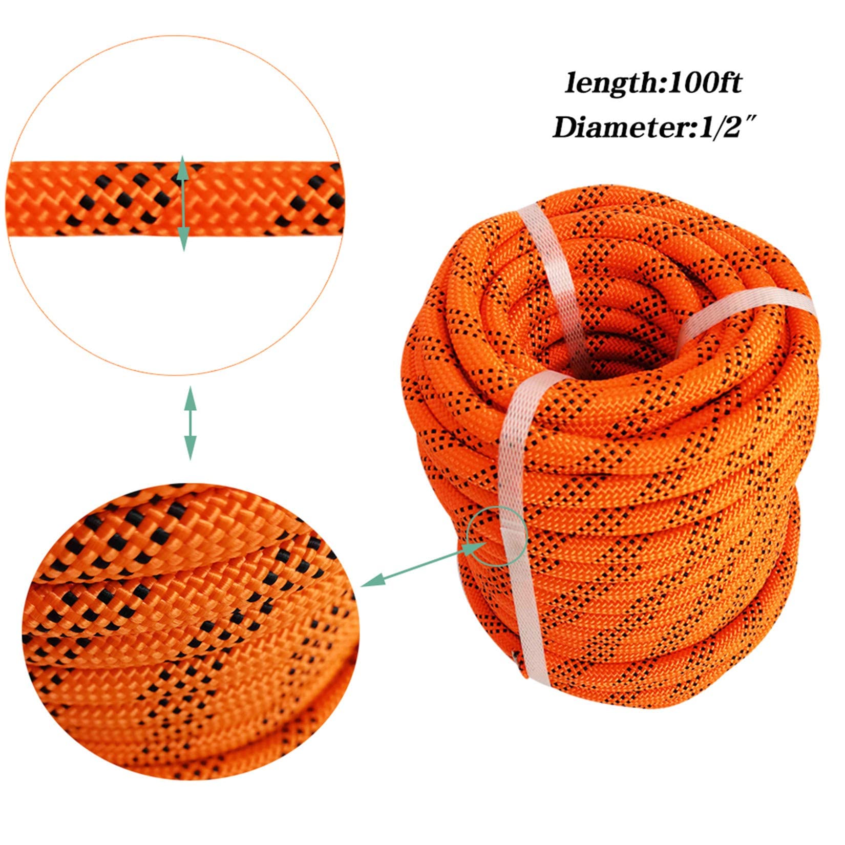 Doppelt Geflochtenes Polyester-Seil – 1,27 Cm Durchmesser, 45,7 M Länge, Grün, Bis 599,7 Kg Belastbar