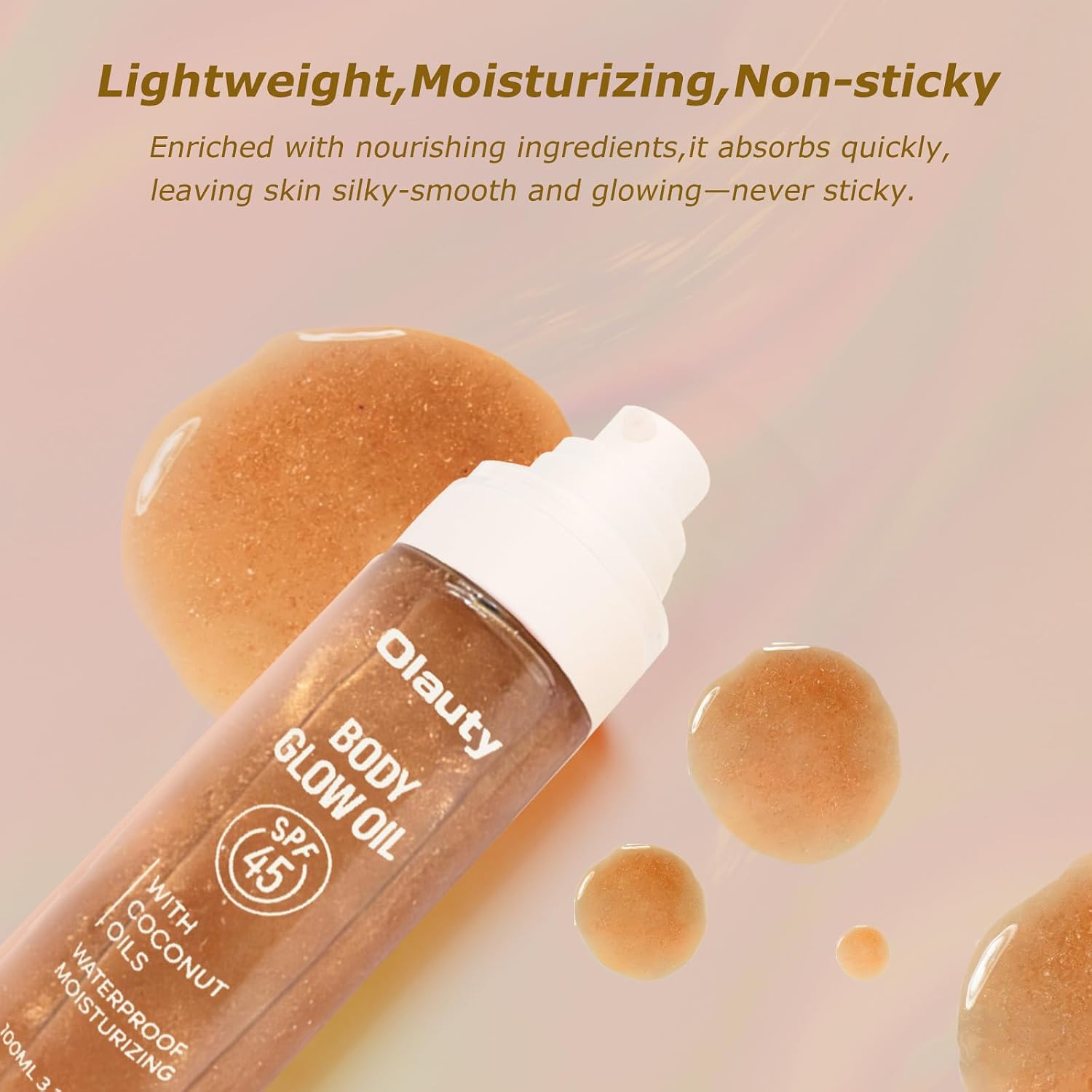 Xiuxixu Sunscreen Body Glow Oil,Broad Spectrum SPF 45,Glitter Shimmer Oil with Sequin Mica,Lightweight Non Sticky Sunscreen with Zinc Oxide Sun-kissed Skin Moisturizer,Beach Essentials (#03 Amber)