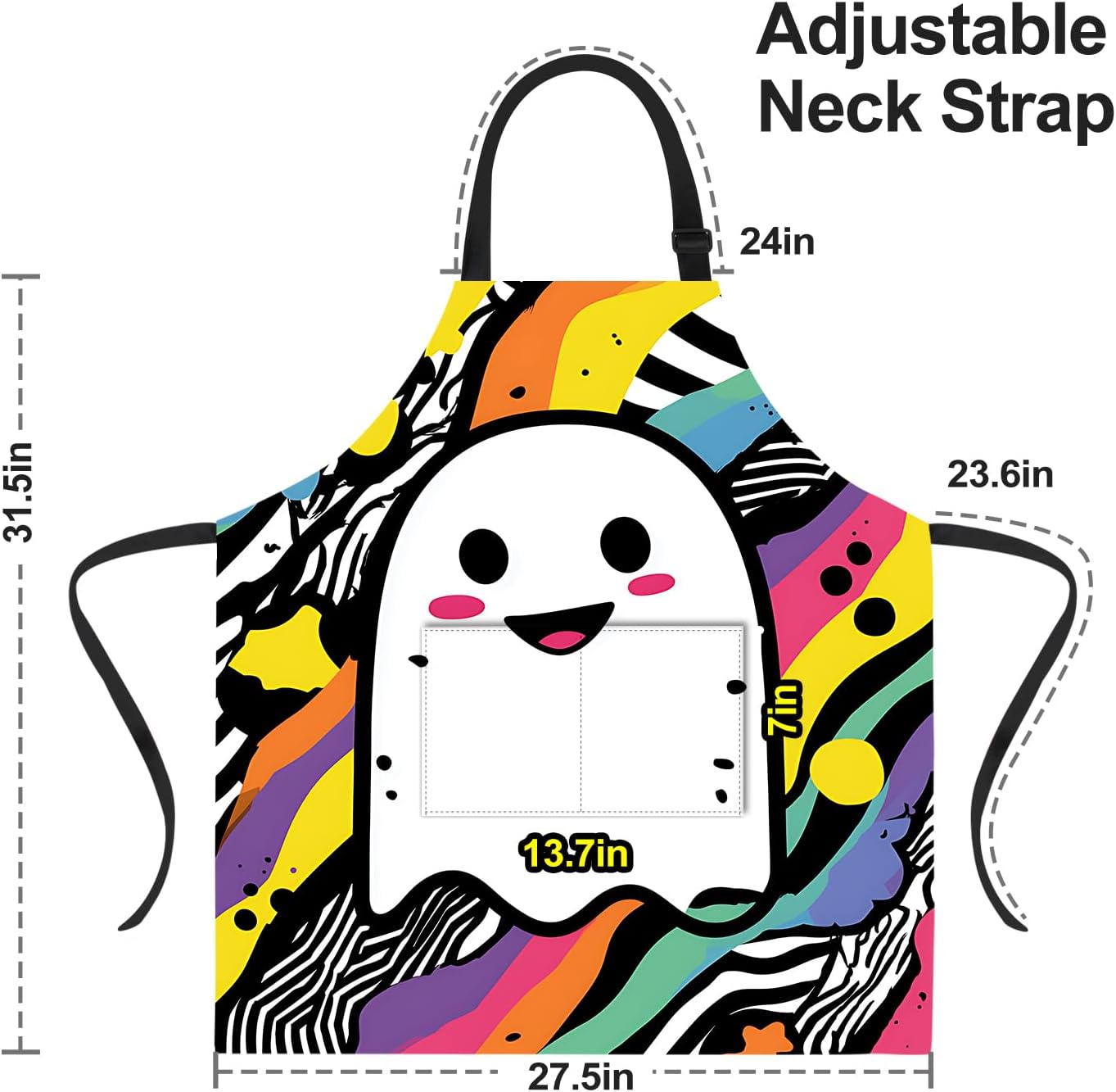 ANNA QUEEN Funny Cat Apron for Women Men with Pockets Spring Sunflower Apron Adjustable Kitchen Chef Cooking Apron