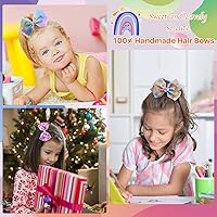 Vista 5 de Lazos para el Cabello de 5 Pulgadas para Niñas Arcoíris Colorido Lazos para el Cabello de Niñas Pequeñas con Clips de Cocodrilo para Niños Pequeños