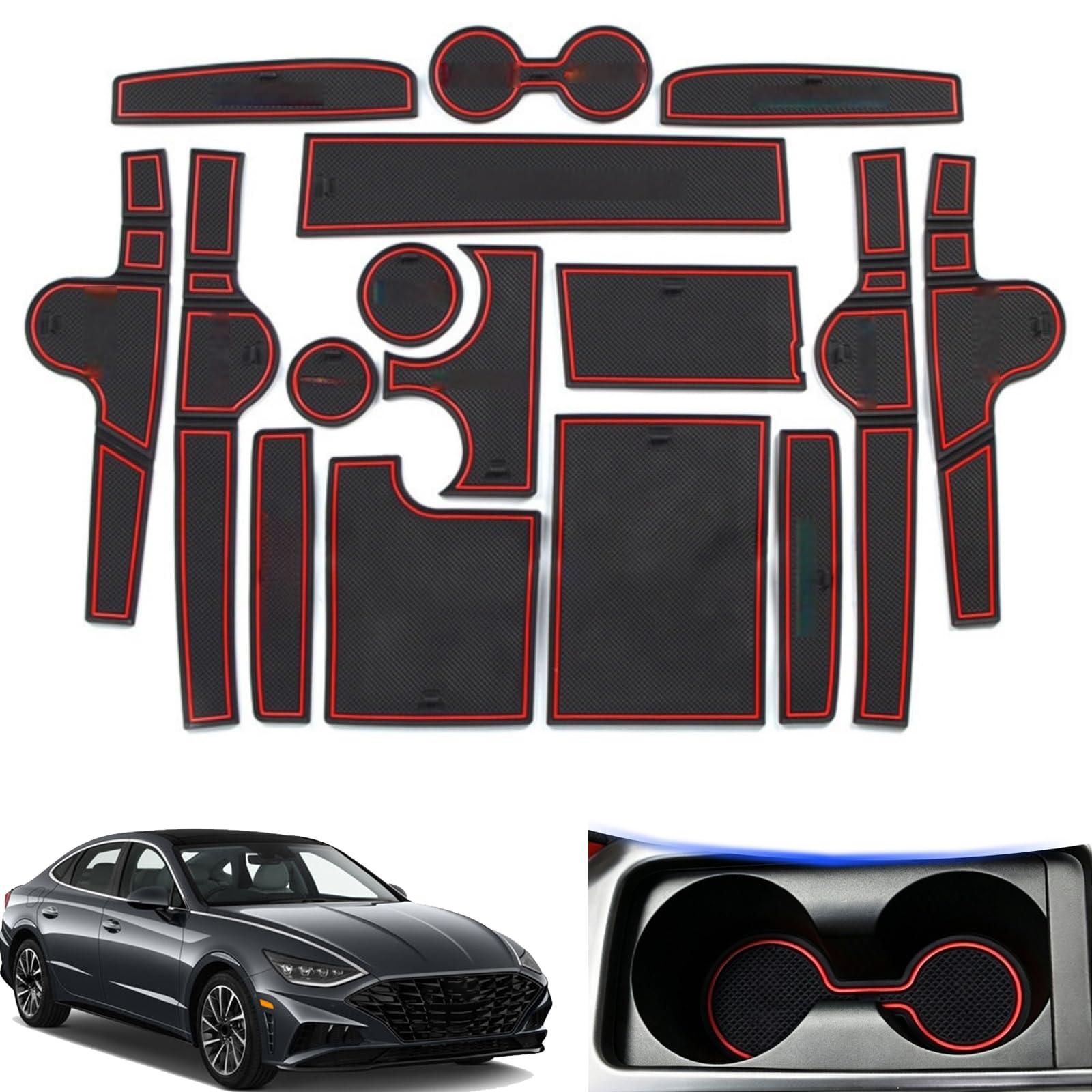 Alfombrillas para Hyundai Sonata 2020 con forros de consola y protectores de puertas
