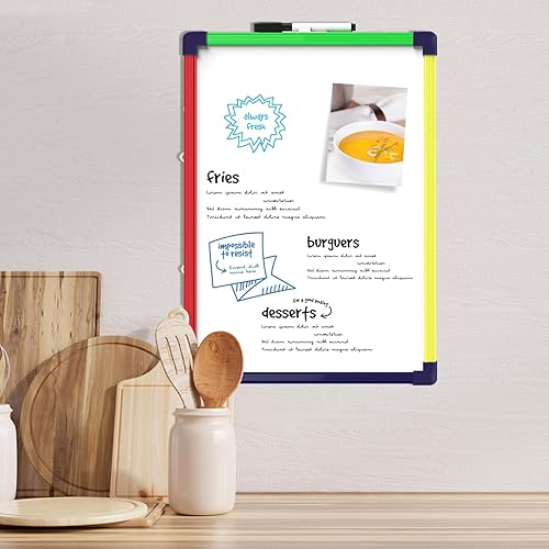 Vista 21 de MaxGear Pizarra blanca colgante de doble cara para pared, pizarra blanca colgante de 16 x 12 pulgadas, pequeña pizarra blanca de borrado en seco