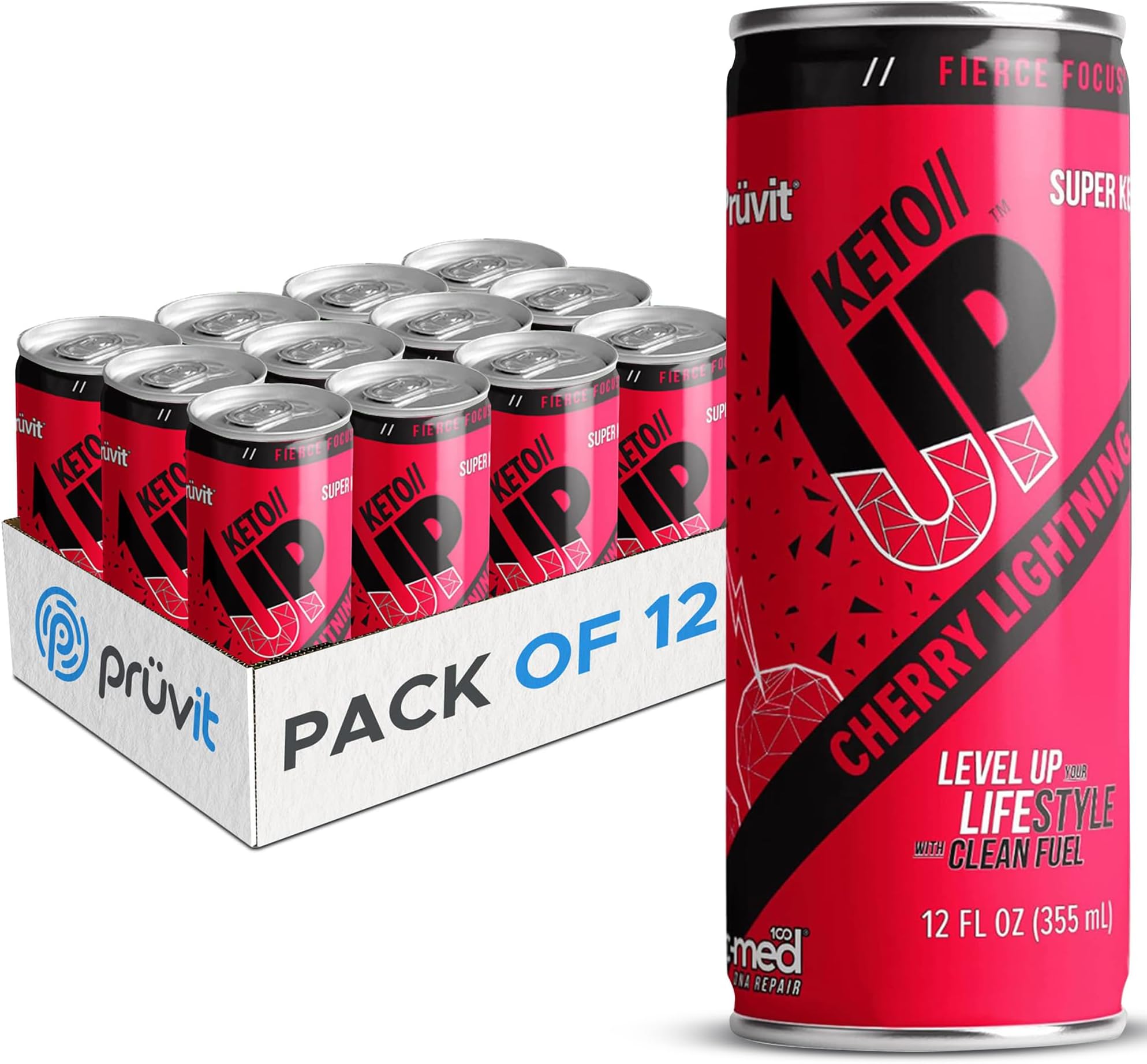 The Cherry Lightning Keto//Up® Drink – Ready-to-Drink Ketones for Focus for Men and Women - 12 Pack