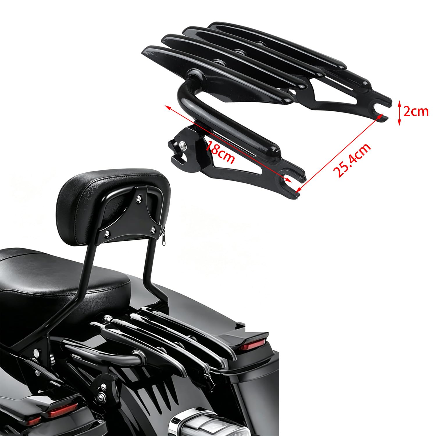 Portapacchi Moto, Portapacchi Posteriore Rimovibile, Portapacchi Invisibile,Compatibile Con i Modelli Harley Touring 2009-2026 (Street Glide/Road Glide/Road King/Electra Glide/Ultra Limited)