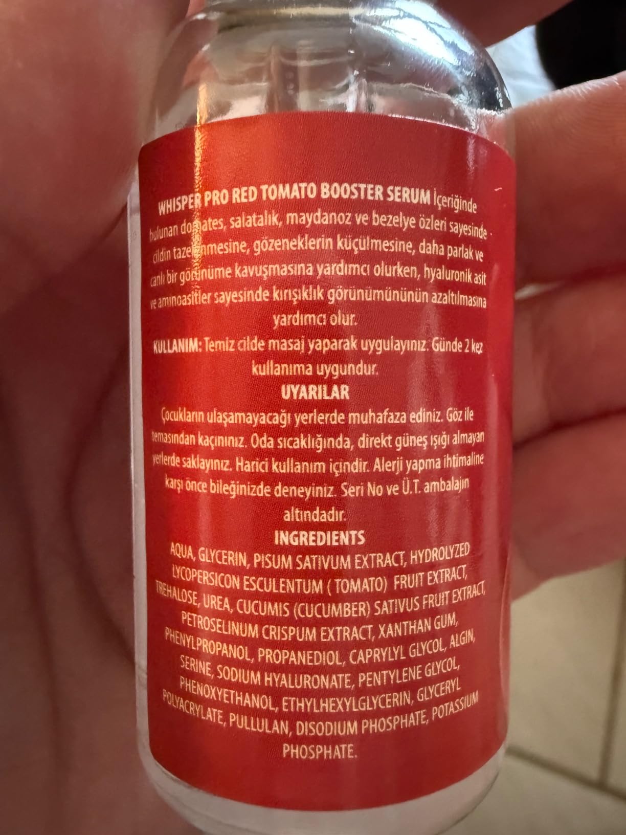 Whisperpro Whisper Pro Red Tomato Face Moisturizing Serum 100% Vegan 1 fl oz. - Anti Aging and Hydrating Formula - Evening Skin Tone - Strengthening Skin Barrier - Lycopene Face Skin Treatment Serum