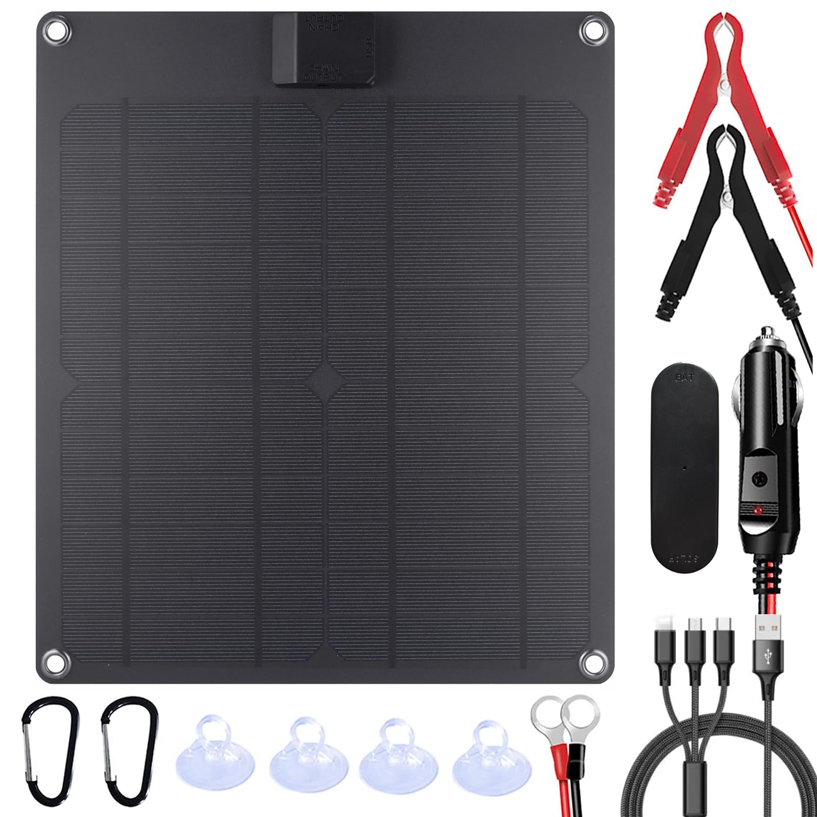 Lixada15W Solar Charger Panel with MPPT Trickle Maintiner Cntroller,12V Portable Waterproof Flexible Monocrystalline USB Solar Charging Panel Charge for Car,Fan,Cellphone,Camera Outdoor Hiking