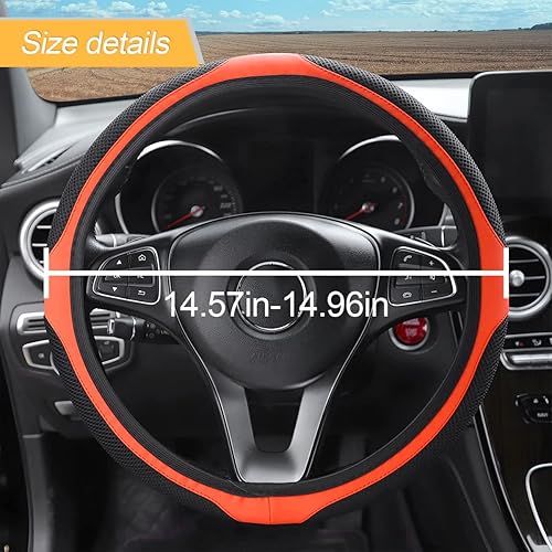 Miniatura 10 de LoyaForba Funda universal para volante de automóvil, 14.5-15 pulgadas, protector de neopreno suave antideslizante para volante, transpirable, sin