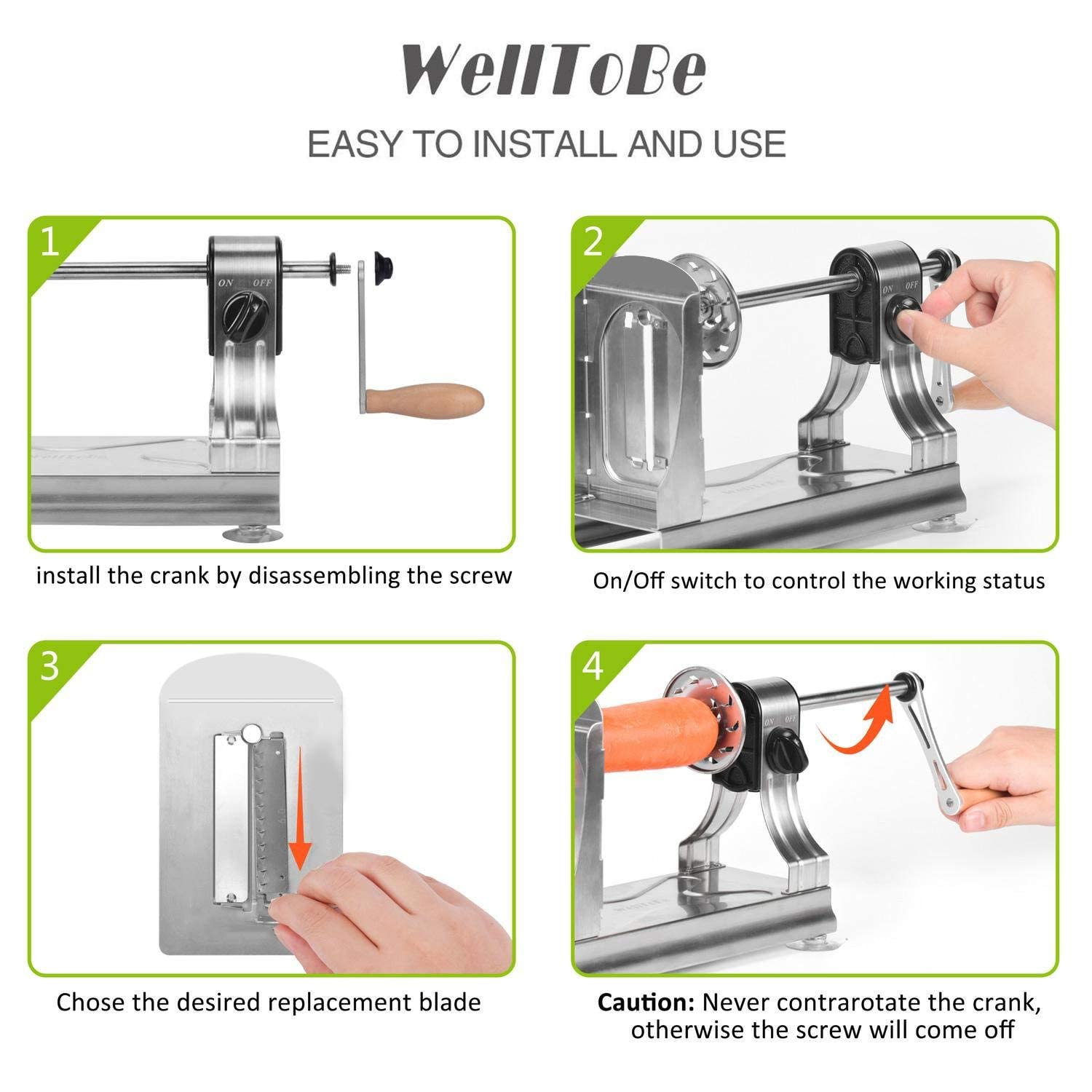Spiraliseur WellToBe Coupe-légumes Spirale végétale 6 lames Courgette Pâtes et nouilles Spaghetti Spiralizer améliorée Spiraliser Spiral Slicer Maker