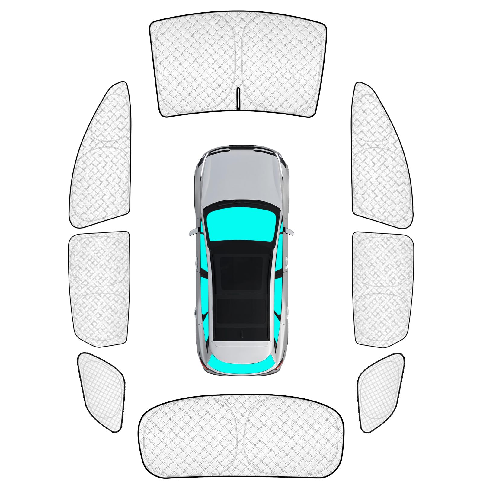 KMF 8pcs Thicken Sun Shades for KIA Sportage 2023-2025 2026 Accessories, Custom Fit Full Car Window Covers for Windshield Side Rear, UV Block and Blackout Privacy for Camping Outdoor