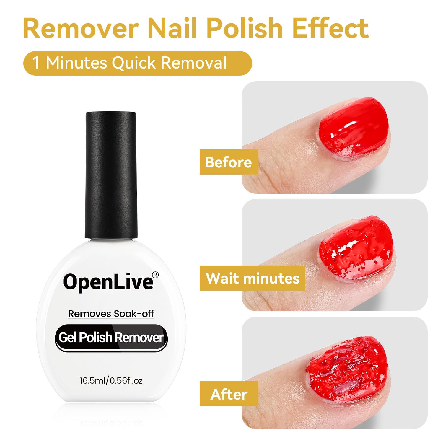 Juego de 3 unidades de 0.6 fl oz, base y capa superior de secado rápido, esmalte de uñas y removedor de gel, capa base y capa superior, sin secado con lámpara UV, removedor de esmalte de gel 6