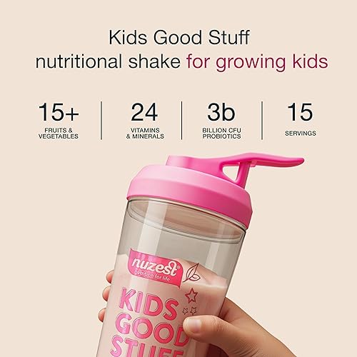 Miniatura 4 de Nuzest - Kids Good Stuff - Mezcla de batido vegano - Fresa silvestre - Suplemento nutricional multivitamínico Batido de proteínas - Sin lácteos -
