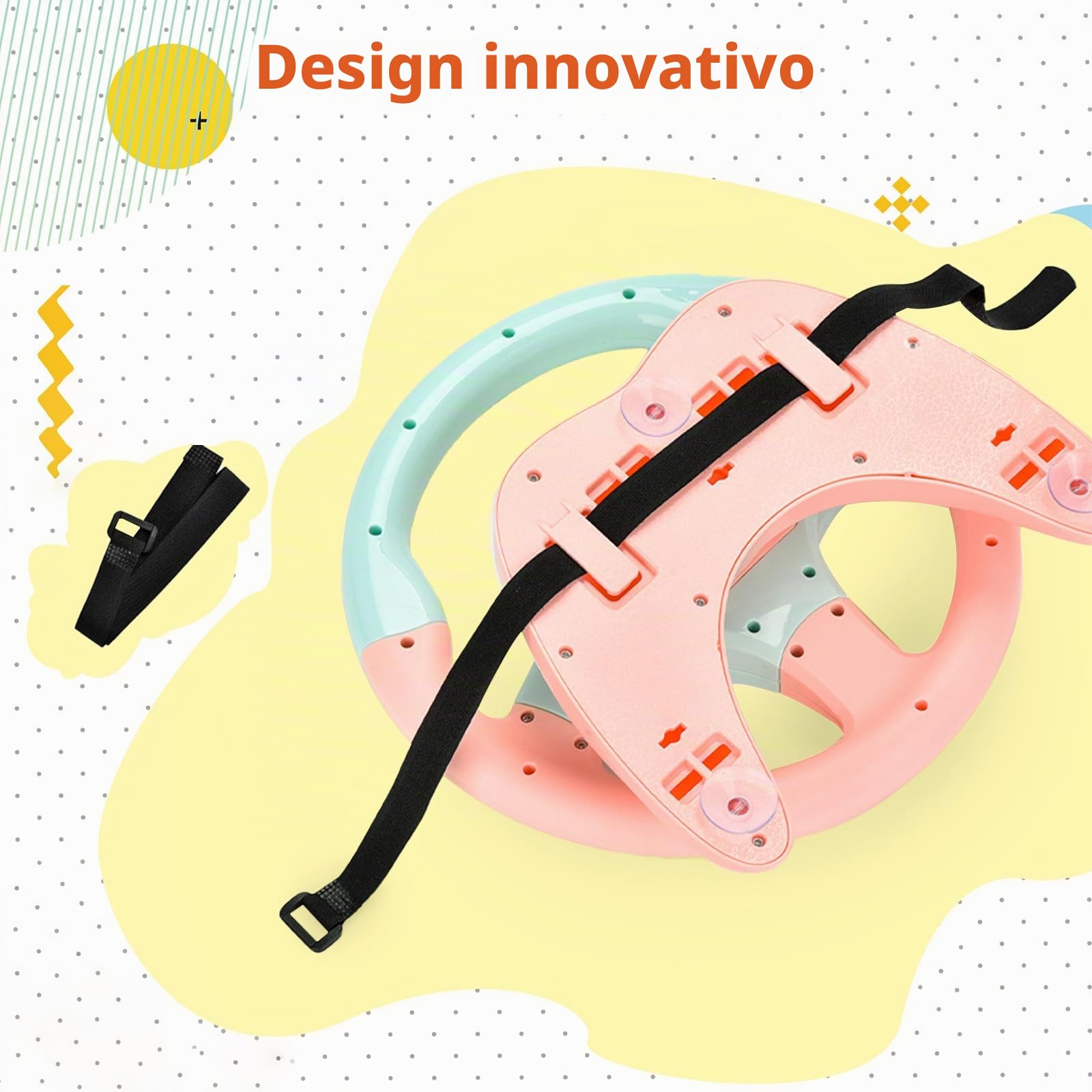 RedCrab Volante Giocattolo per Bambini con Pedale del Freno e Dell'acceleratore, Simulatore di Guida Bambini Rotazione a 360°, Volante per Bambini da Auto con Funzione Suono e Musica (Rosa)