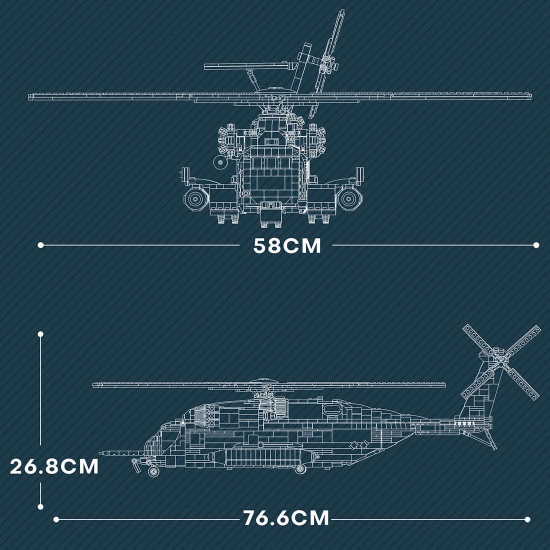 CH-53E - Set di mattoncini da costruzione, elicottero aereo per bambini dai 16 anni in su e adulti, 2193 pezzi