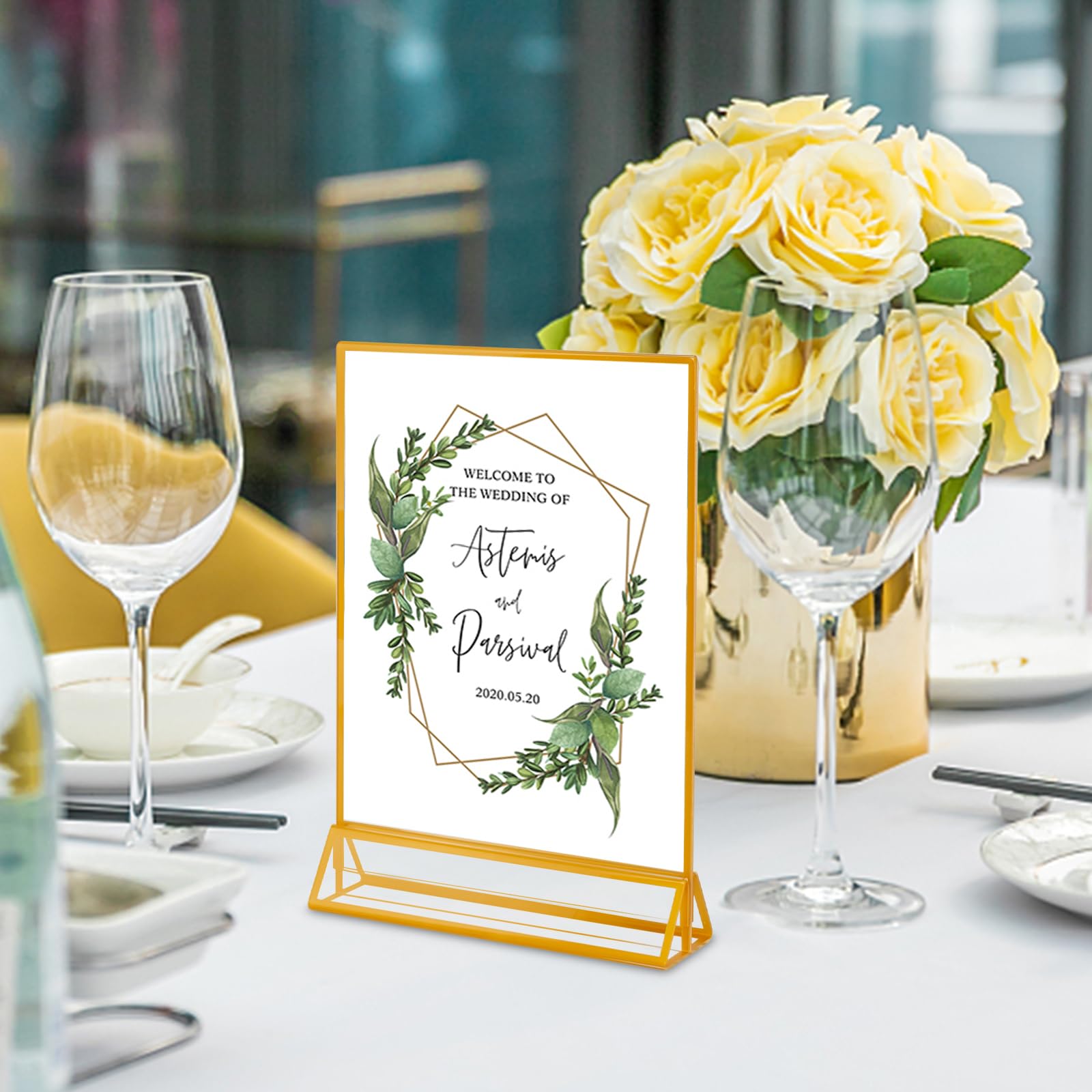 Supports Panneaux Acrylique Doré - Lot De 6, 10x15cm, Présentoir Double Face Pour Menus Et Photos