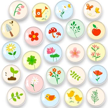 MORCART 30Pcs Fridge Magnets Colorful Refrigerator Magnets, Cute Flower Fridge Decoration Sticker, Magnets for Kitchen Fridge, Locker Whiteboard, Office, Dishwasher MR-1327