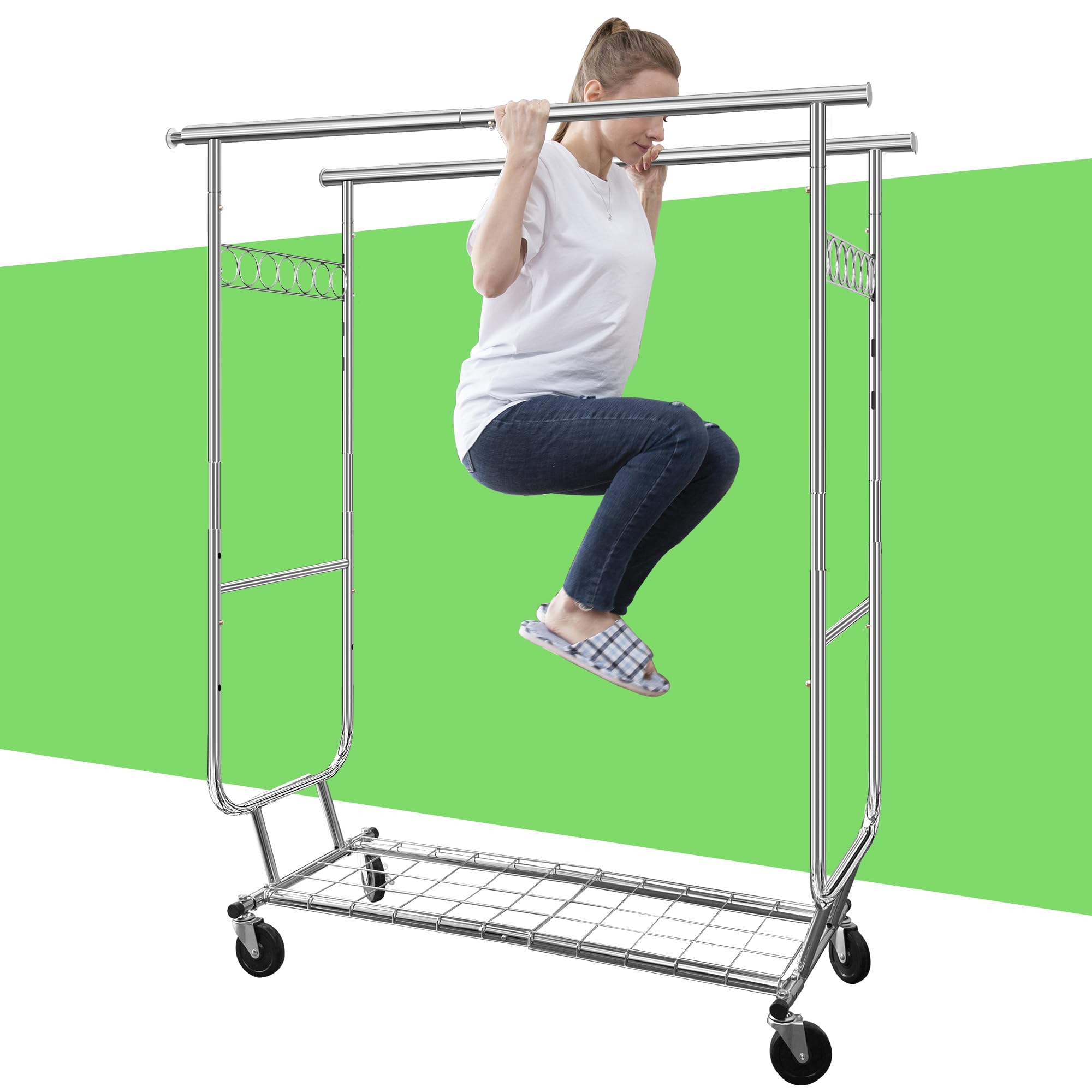 Snapklik.com : FSUON Clothes Rack Heavy Duty Clothing Garment Rack