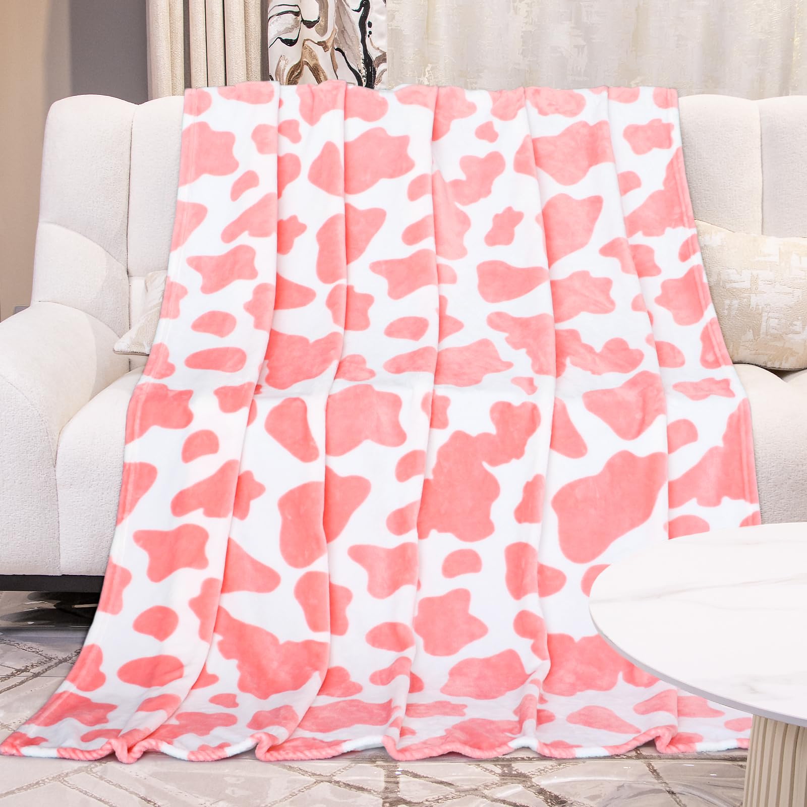 GEULAY Pink Blankets Twin Size, 60"x80"