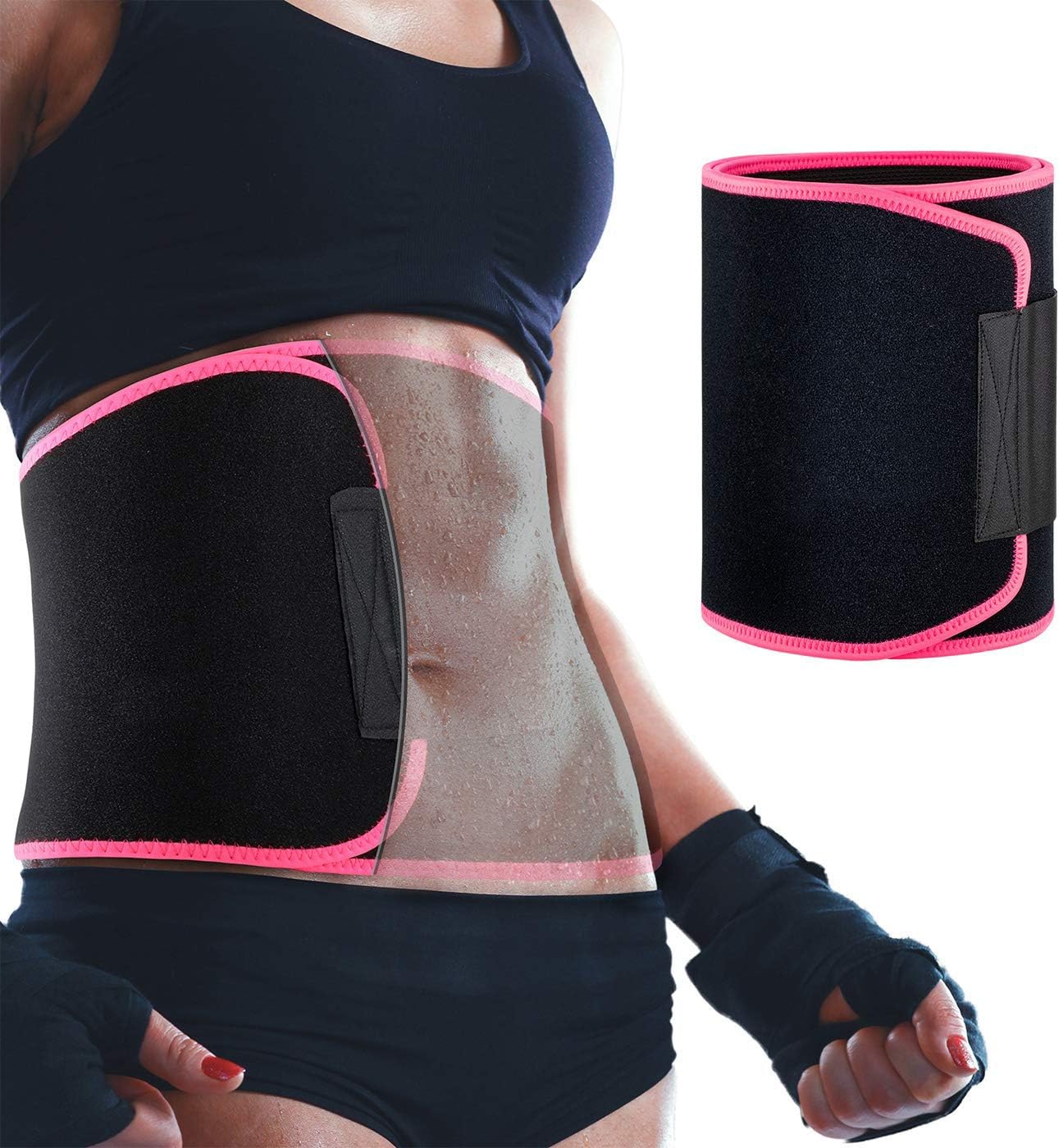 Waist Trimmer Belt for Women & Men, Sweet Sweat Premium Waist Trainer Belt Back Support Stomach Fat Burner Wrap with Sauna Suit Effect, Best Abdominal Trainer