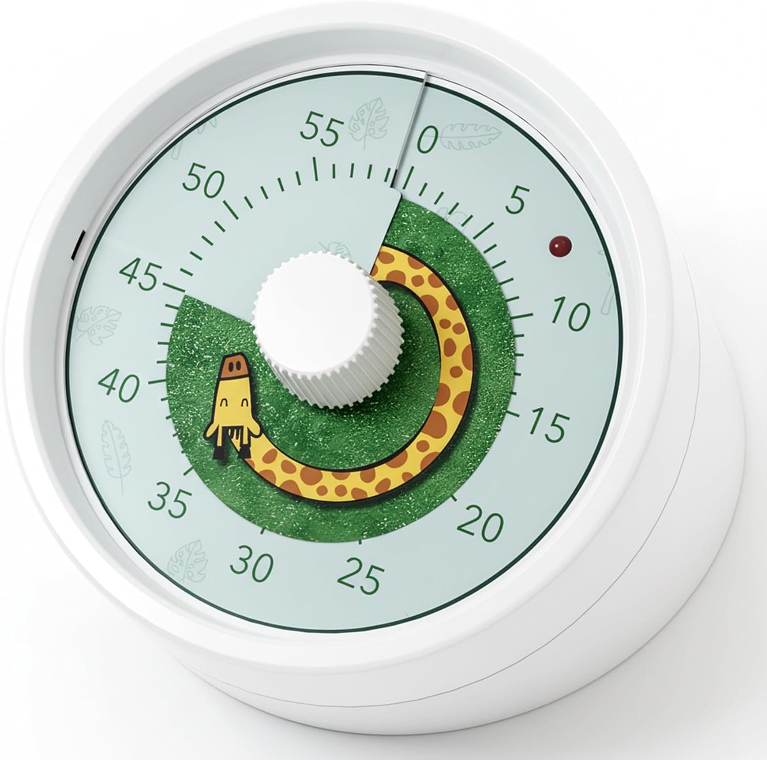 BellMan Visual Timer, 60 Minute Countdown Timer for Kids and Adults with Silent Operation, Study and Meetings Time Management Tool, Timer for Kitchen Office Classroom, Gift with Giraffe (White Green)
