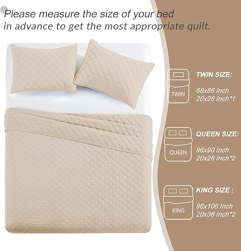 Miniatura 5 de Exclusivo Mezcla Juego de edredón tamaño individual, colcha suave de hueso beige para todas las estaciones, juego de ropa de cama ligero y moderno