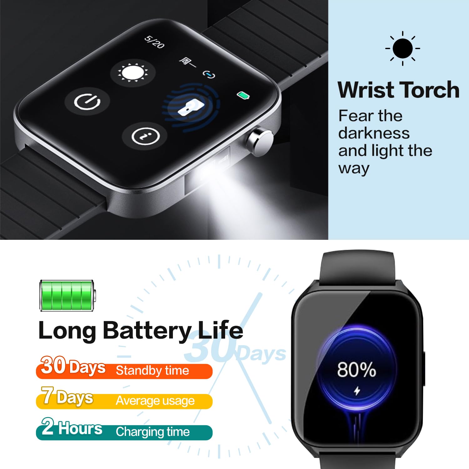 Smartwatch męski damski Life Tracker 1,95" HD Touch zegarek fitness, wodoszczelność 5ATM, wskaźnik witalności 24/7, 18 trybów sportowych, analiza snu, funkcja połączeń, kompatybilny z iOS