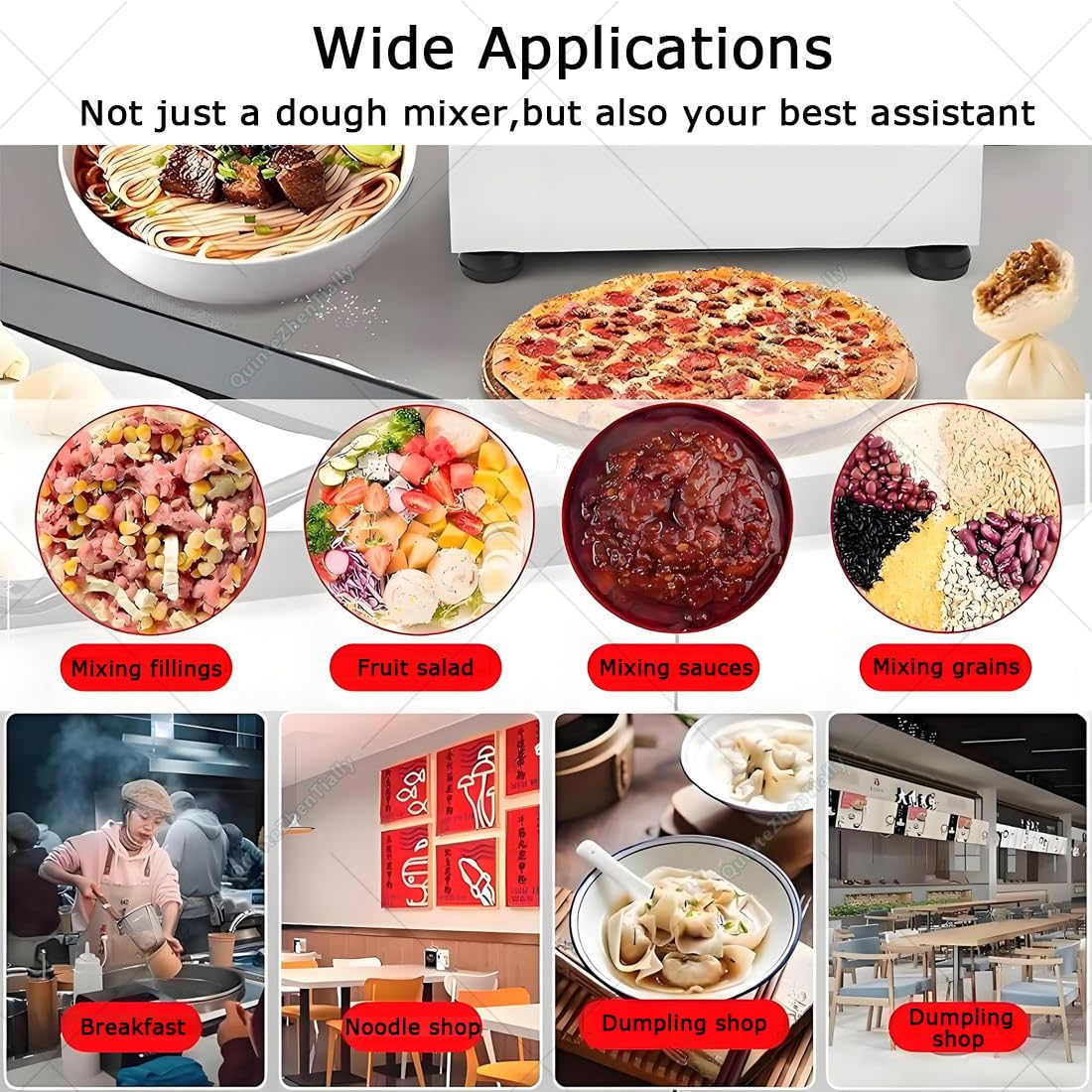Impastatrice Commerciale Elettrica 2200 W,Impastatrices Professionale Farina,Impastatrice Spirale,con Funzione Temporizzazione & Riscaldamento,per Preparazione Impasto Pizza 5kg