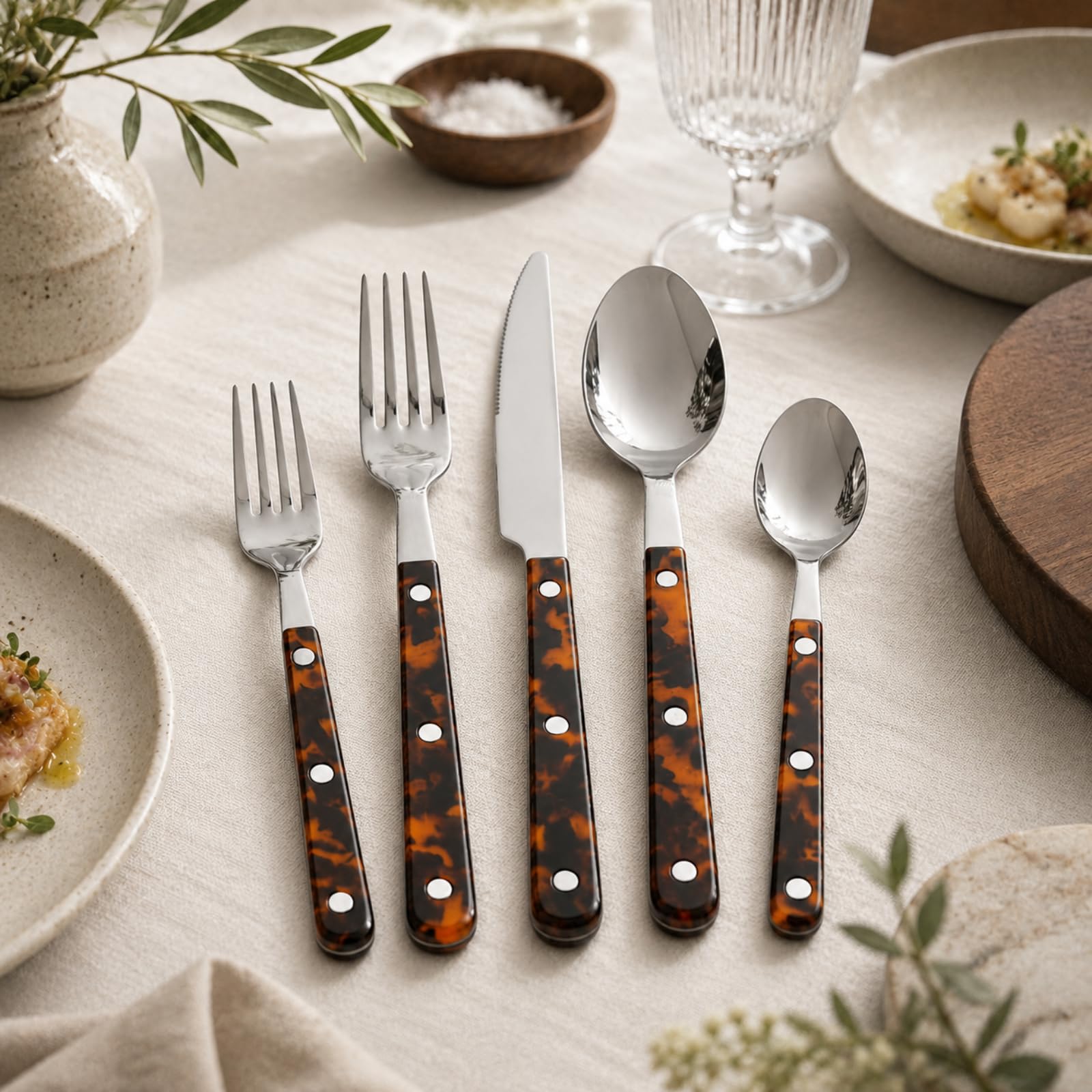 Premium Tortoise Cutlery Set - 20 Piece Stainless Steel -8 Premium Tortoise Cutlery Set - 20 Piece Stainless Steel -8