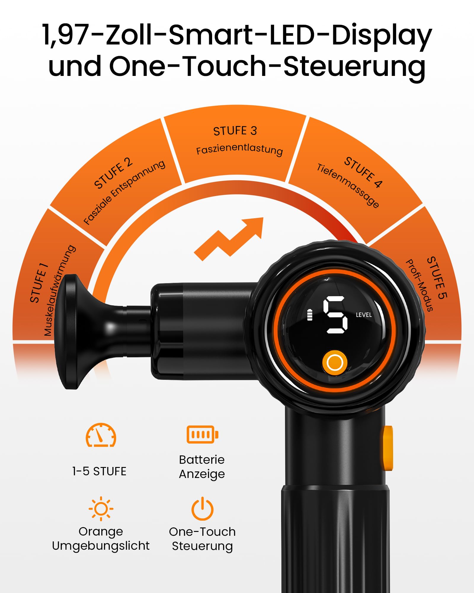 Massagepistole,Napre Massage Gun Massage Pistole mit Verlängerungs Griff und 3 Einstellbaren Winkeln,Muskel Percussion Massagegerät für Rücken/Nacken/Schulter Entspannung,Handmassagegerät,Schwarz
