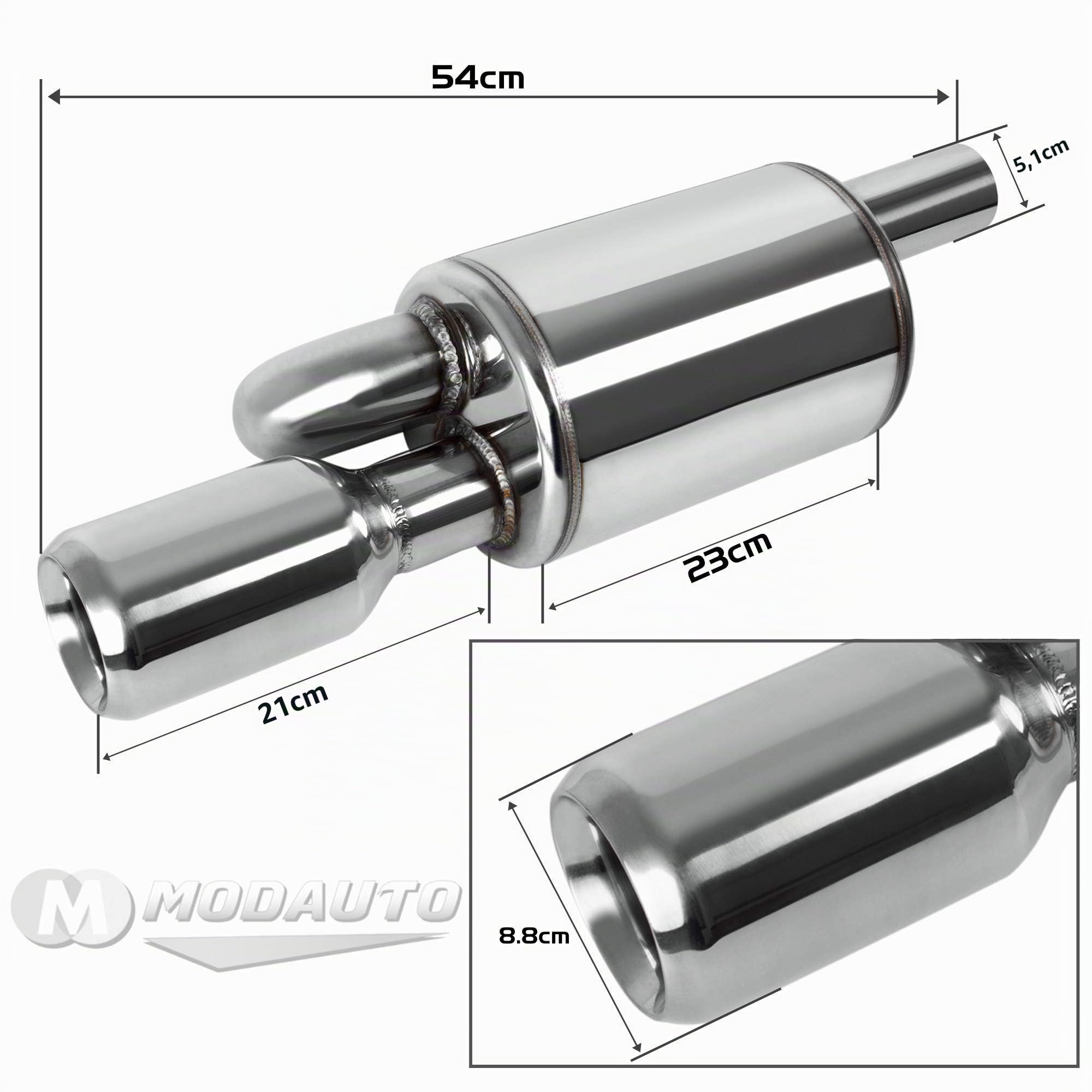 MODAUTO Terminal de Escape, Silenciador de Escape, Escape Deportivo, Acero Inoxidable, Universal, Modelo F052