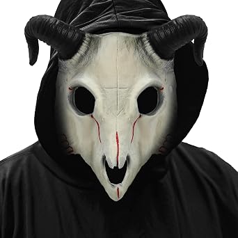 Scary Goat Mask Animal Skull Ram Horns Devil Demon Evil Krampus Demon Mask for Cosplay Halloween Party Masquerade