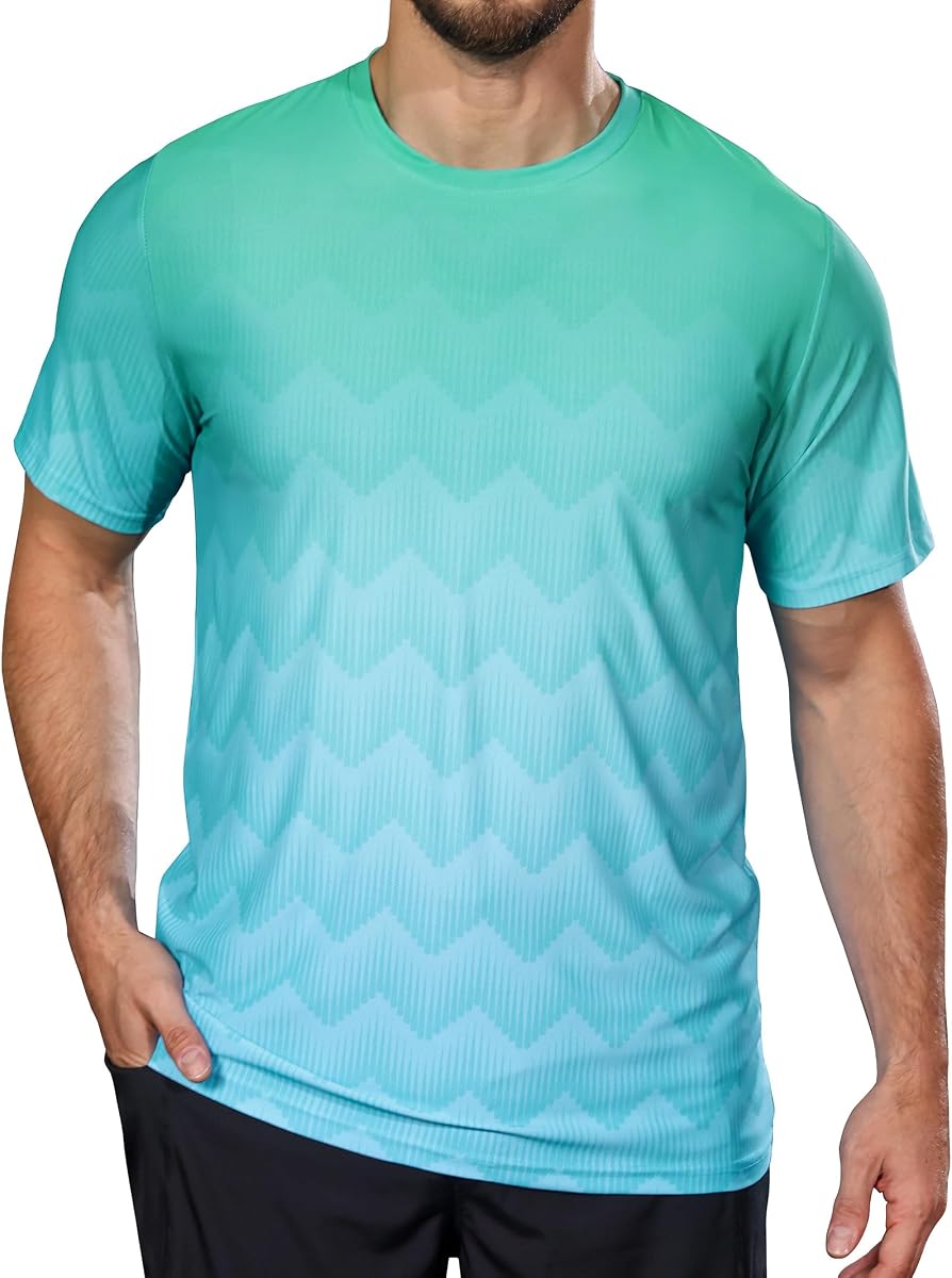 zeetoo Men's Athletic T-Shirt Running Shirts Short Sleeve Tops | Moisture Wicking, Performance, Quick Dry, Cooling, Workout, stretch, training, breathable mesh fabric