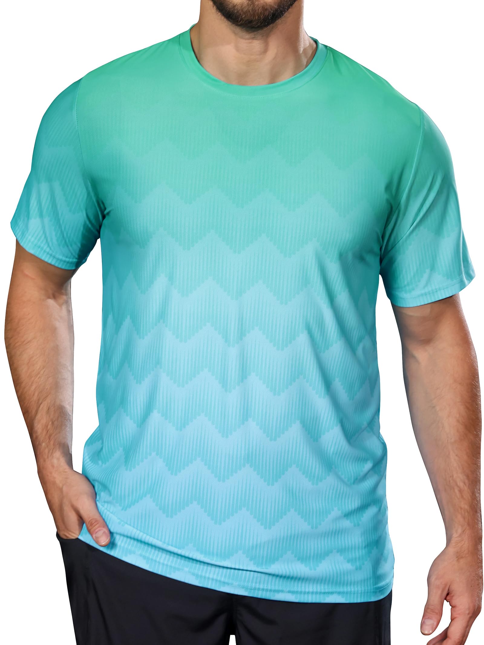 zeetoo Mens Athletic T-Shirts Moisture Wicking Cooling Performance Quick Dry Short Sleeve Workout Gym Top Running Tees