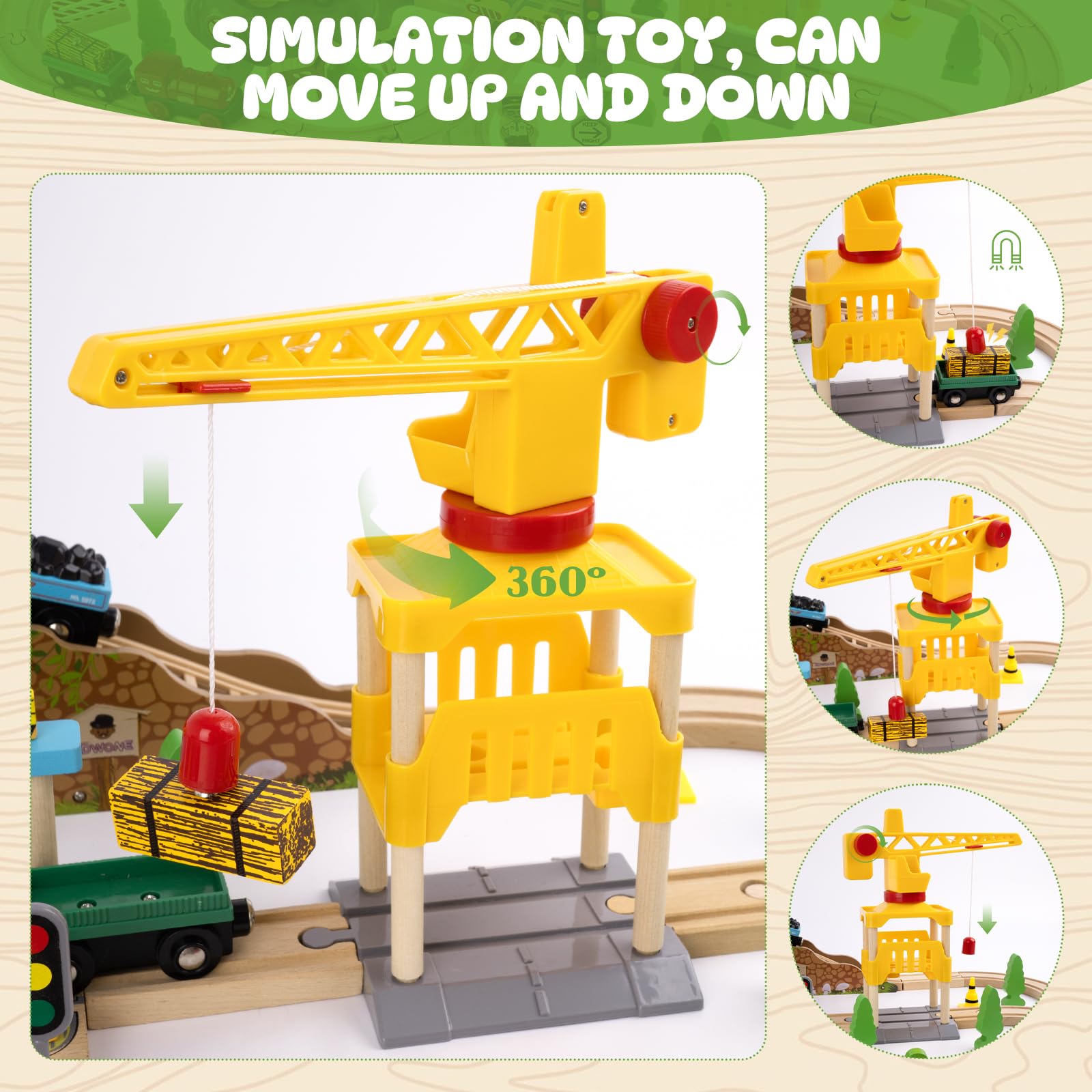 Holzeisenbahn Set, Bergbau-Zugset für Kinder, Spielzeugeisenbahn für Jungen und Mädchen mit Holzeisenbahnschienen, Modelleisenbahn-Set, Bergbau Themen Holzeisenbahn Spielzeug, Geschenk für Kinder