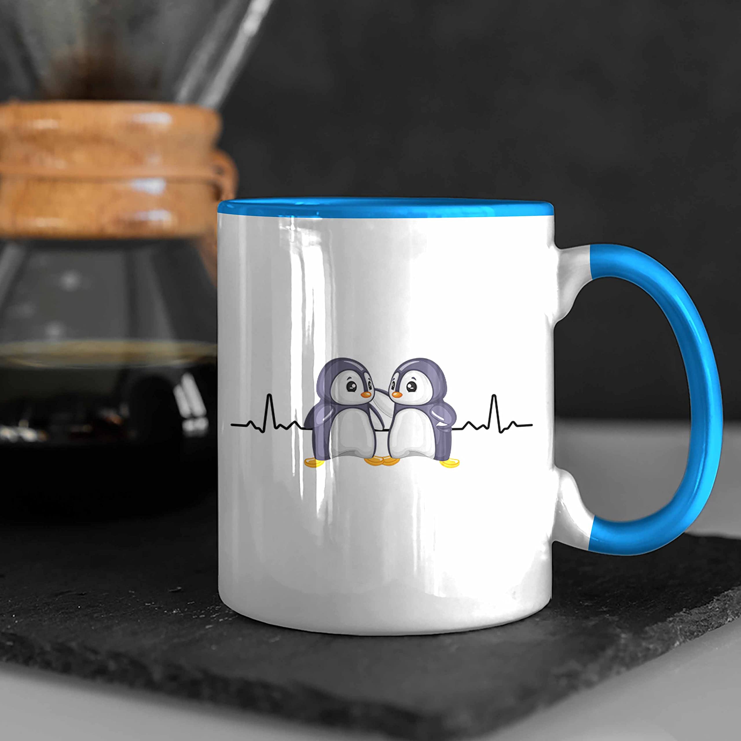 Trendation Pinguin Tasse Mit Herzschlag-Motiv – Spülmaschinenfest, Beidseitig Bedruckt, Geschenk Für Mädchen